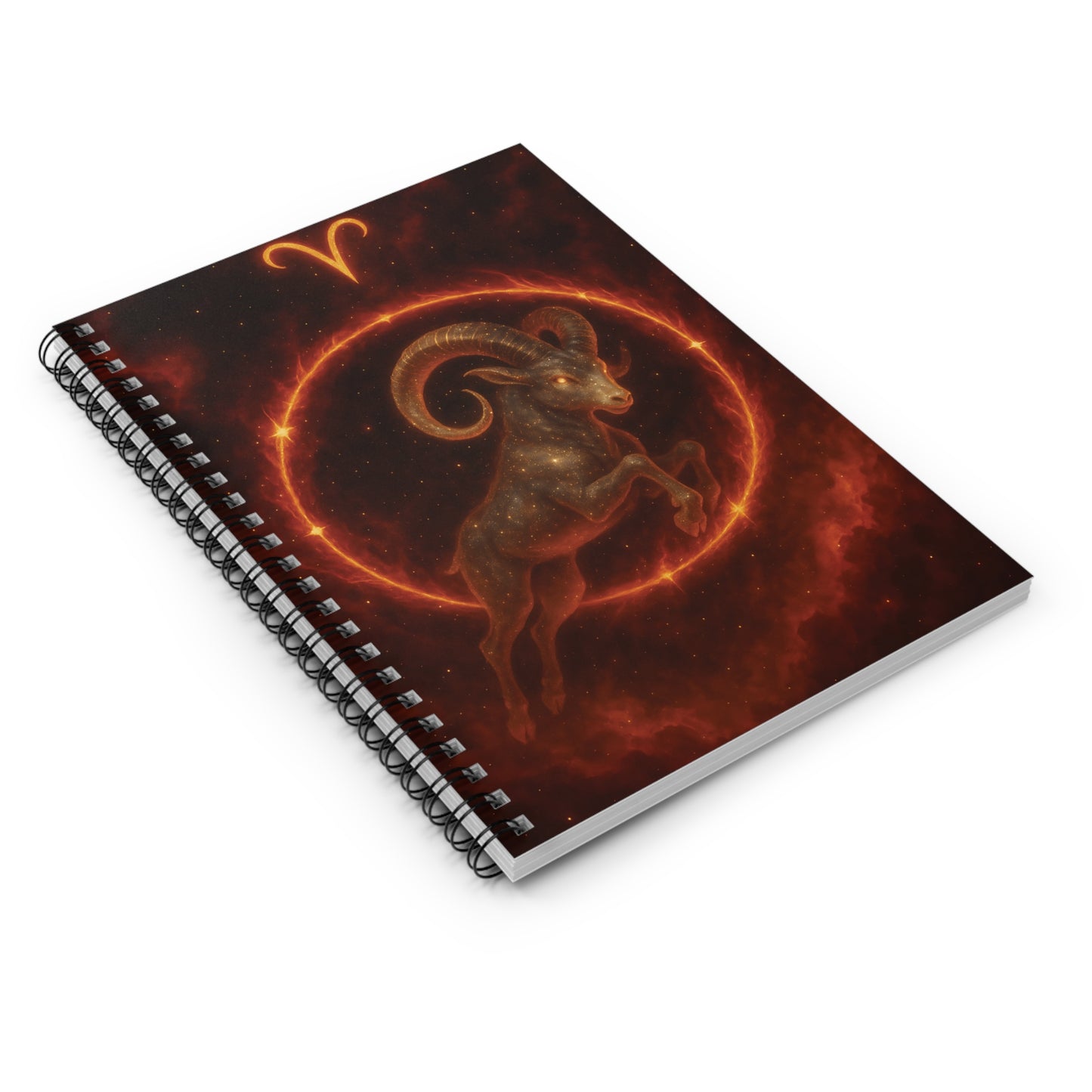 Aries Zodiac Galaxy Spiral Notebook – Celestial Ram Astrology Journal (6" x 8", 118 Pages)