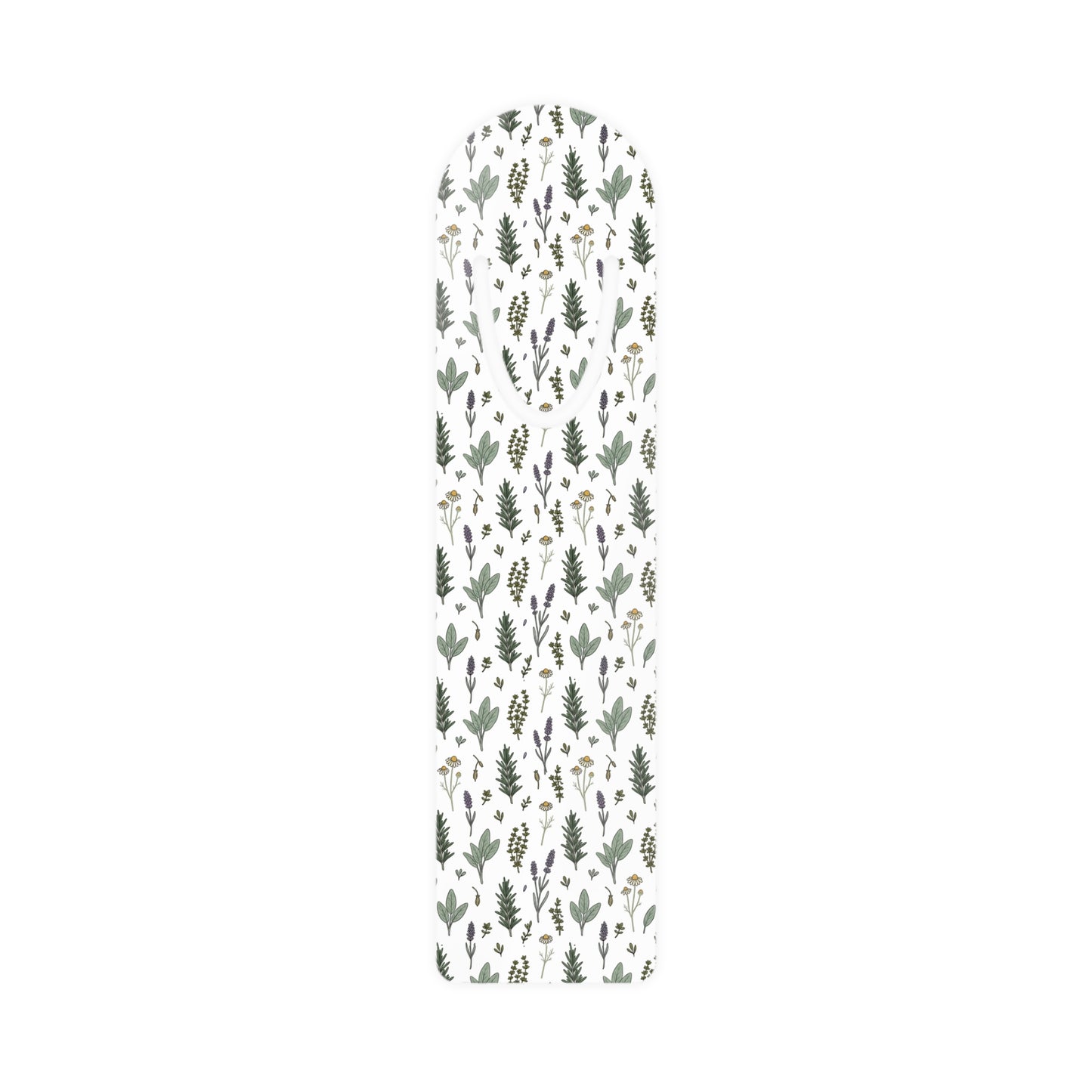 Floral Herb Pattern Metal Bookmark — Botanical Lavender & Sage Page Marker