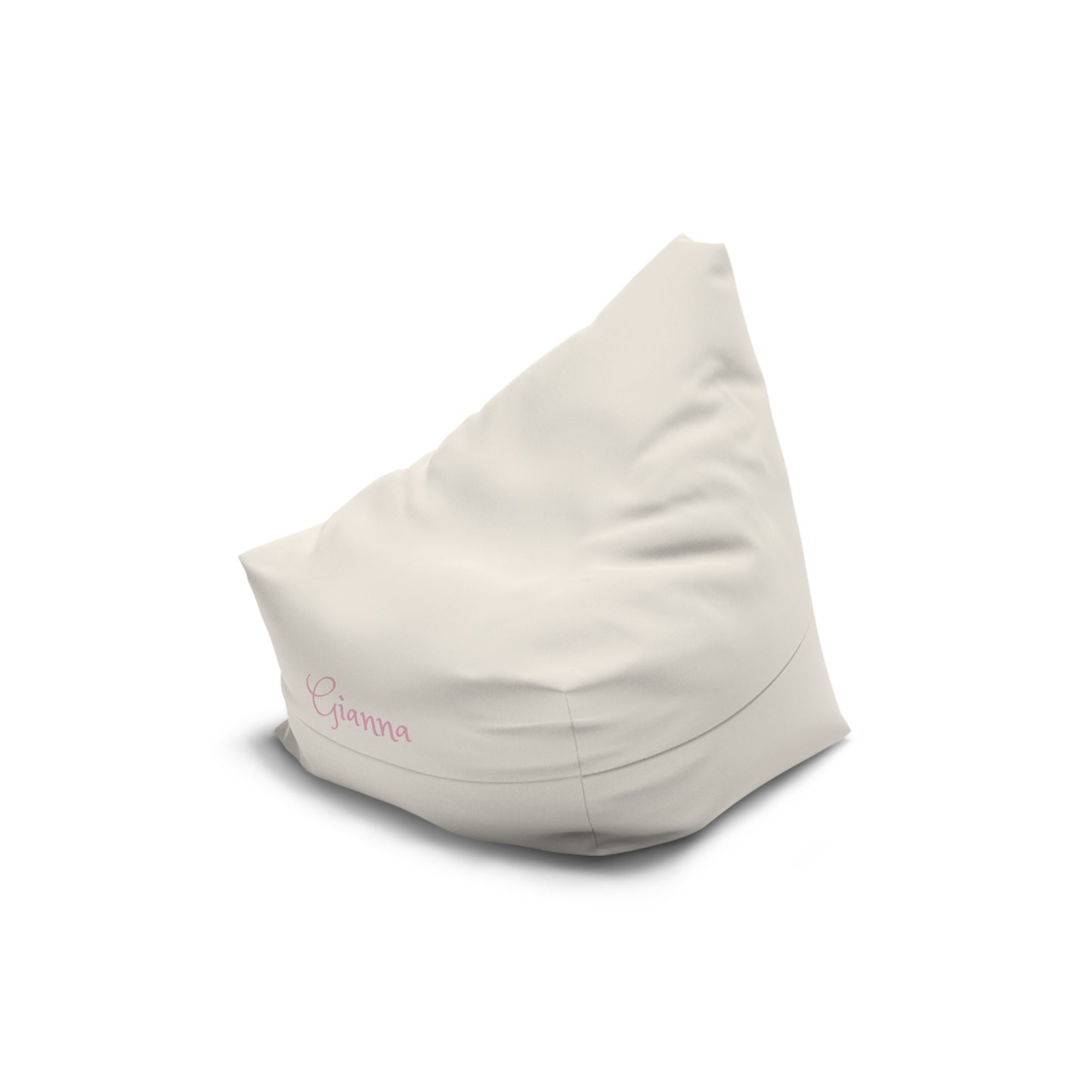 Personalized Bean Bag Cover – Cream with Pink Script Name (Gianna)