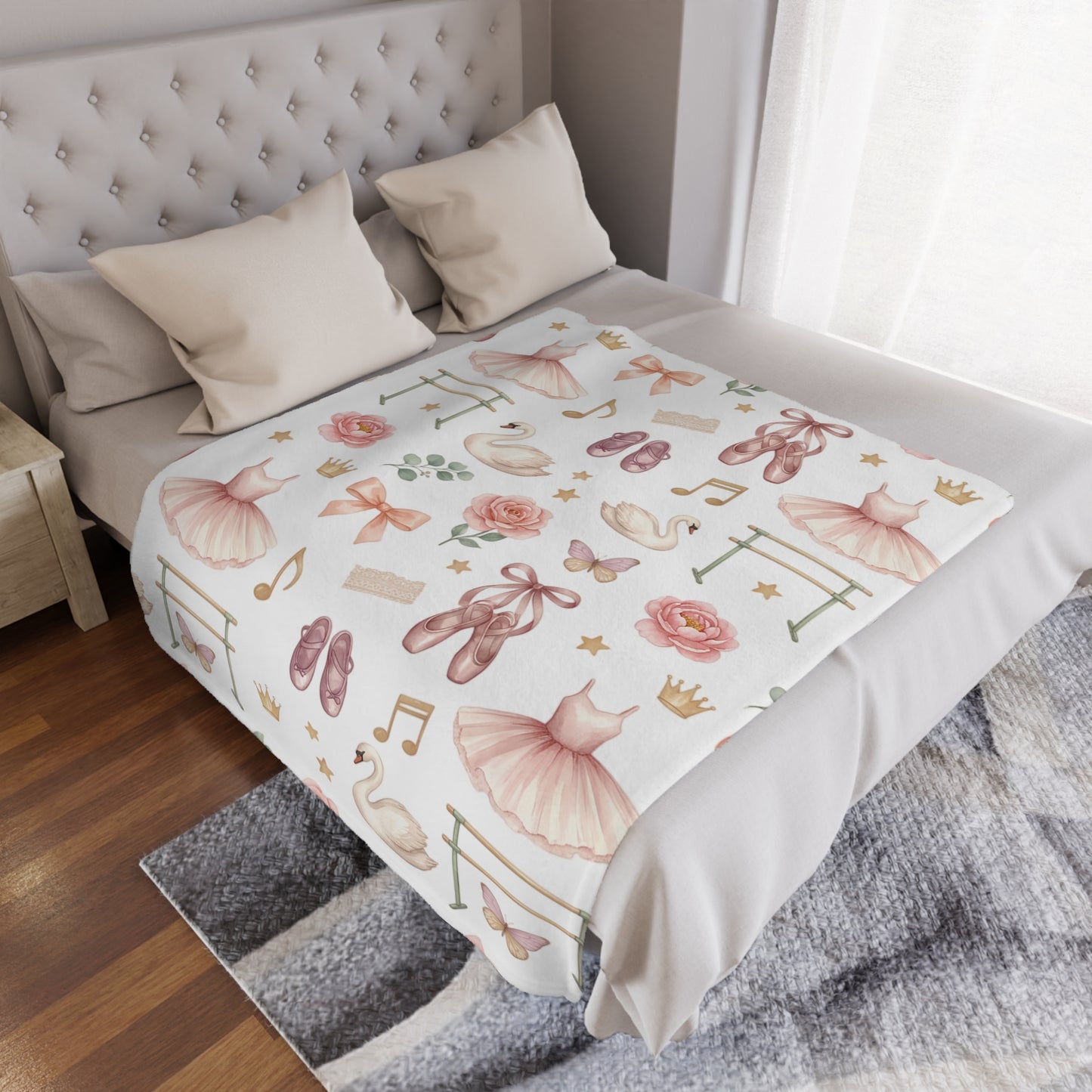 Ballet Dancer Minky Blanket — Pink Tutu & Swan Baby Throw