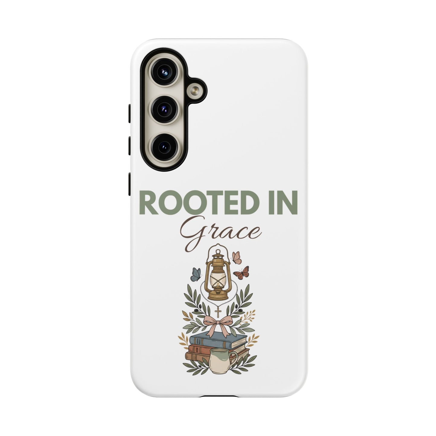 Rooted in Grace Phone Case — Floral Lantern Christian Protective Cover