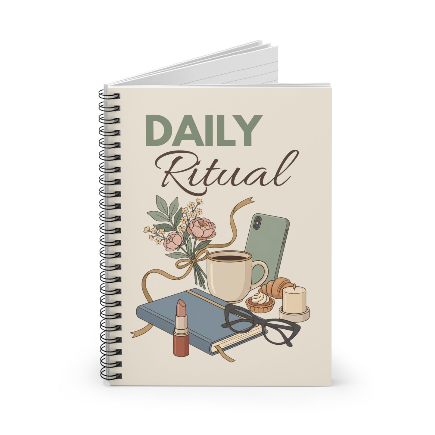Daily Ritual Spiral Notebook — Cozy Morning Journal for Coffee, Self-Care & Planning