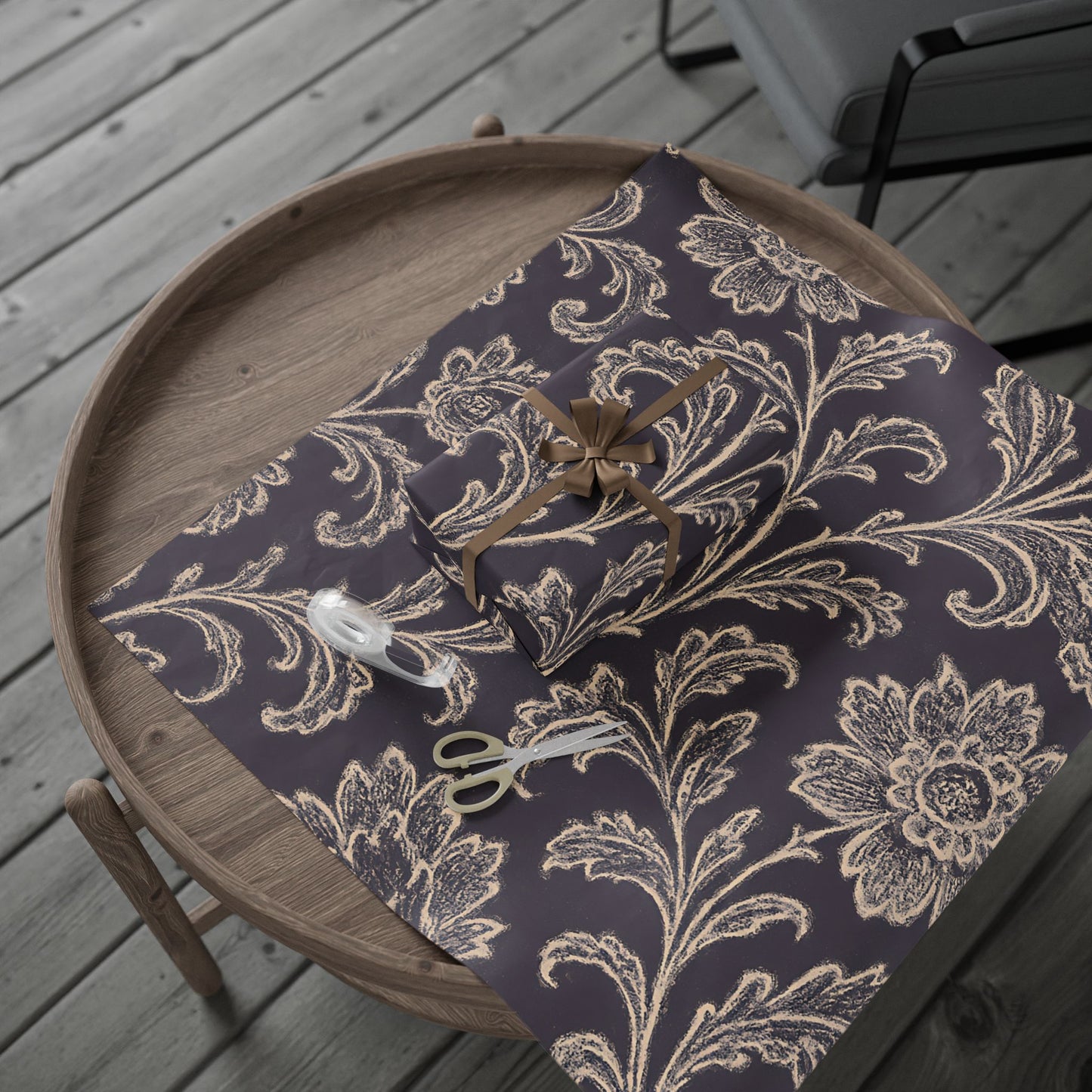 Elegant Floral Damask Wrapping Paper – Luxe Vintage-Inspired Gift Wrap in Glossy or Matte