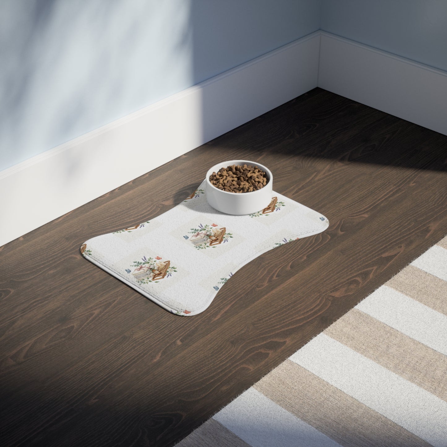 Spa Floral Pet Feeding Mat — Non-Slip Dog & Cat Bowl Placemat