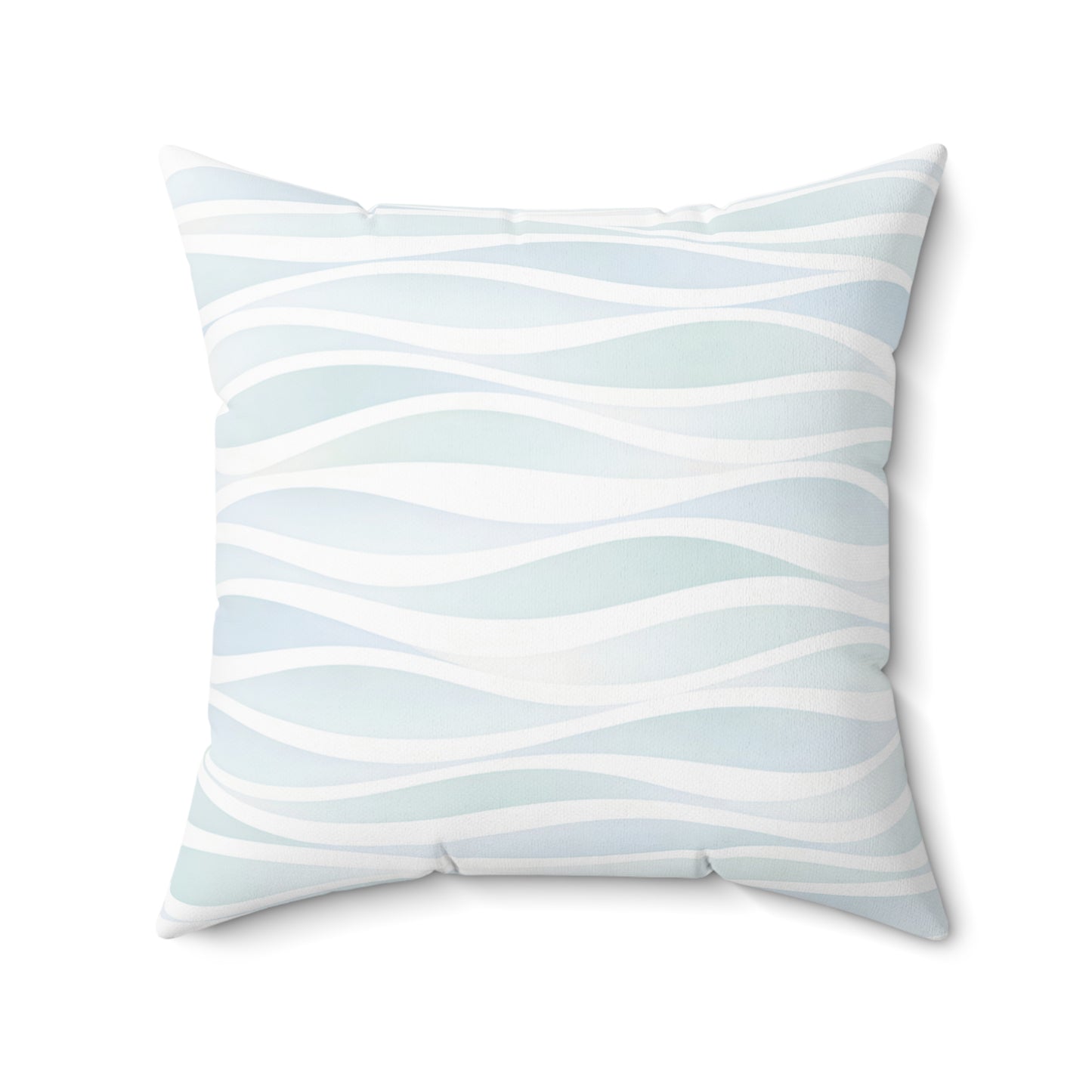 Coastal Wave Square Pillow — Aqua Wavy Stripes Decorative Throw Pillow
