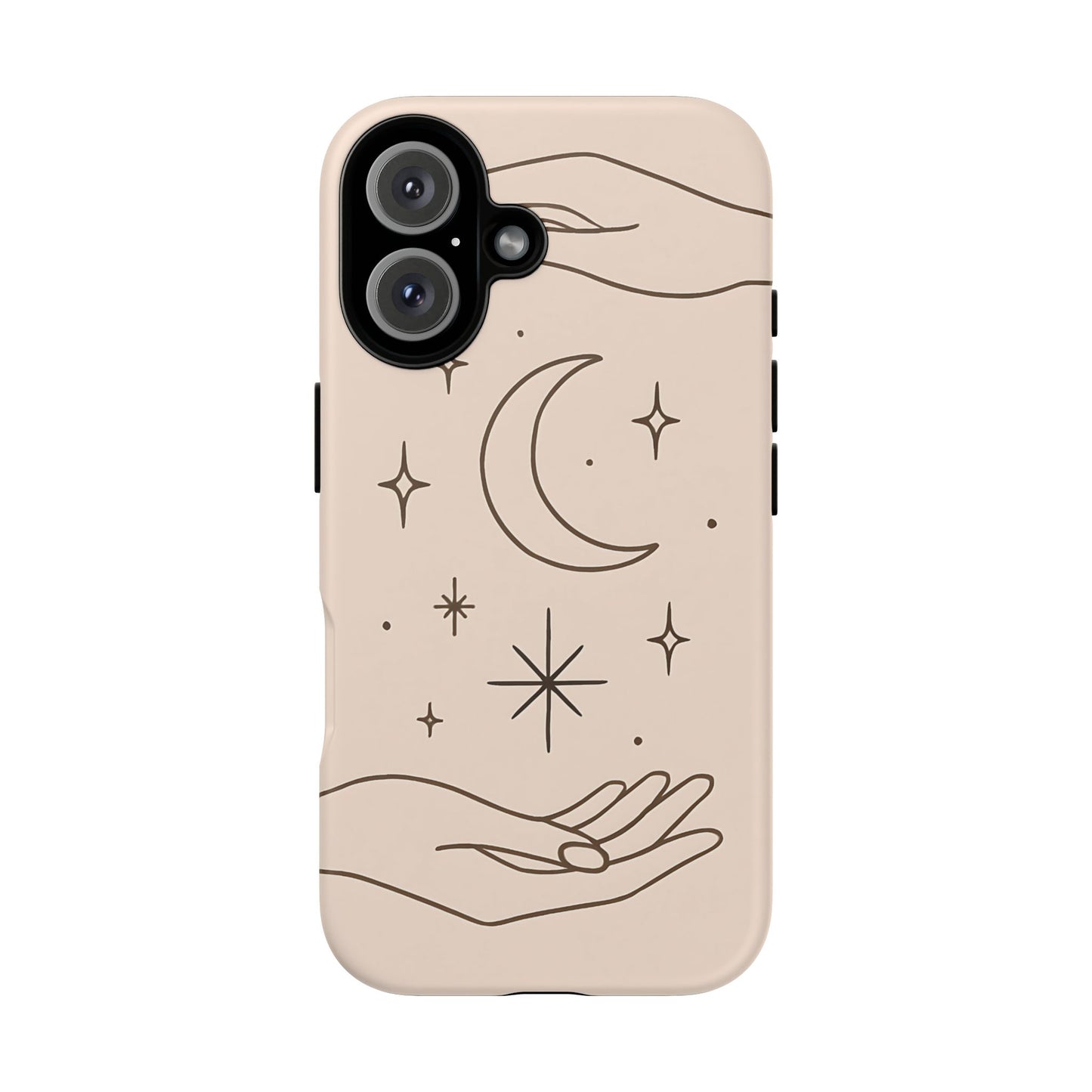 Mystic Minimalist Hands & Moon Phone Case – Celestial Line Art Design