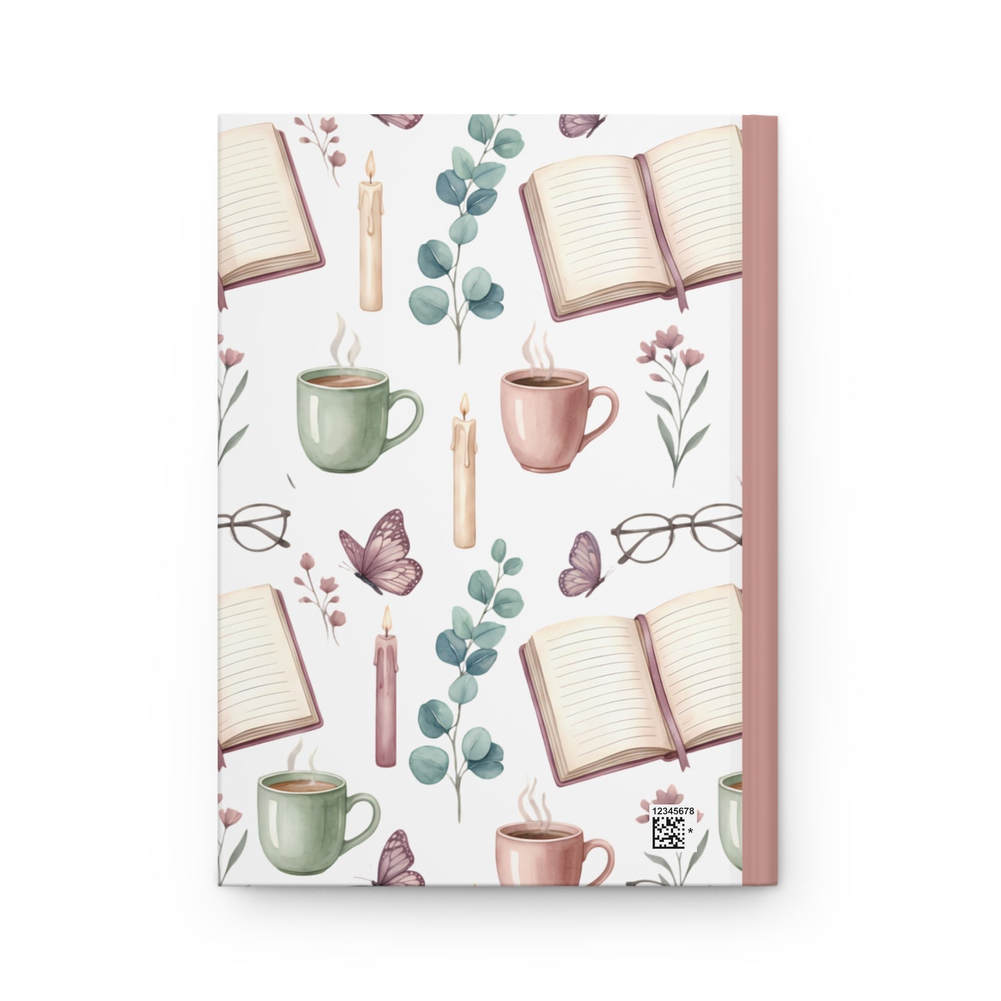 Hardcover Journal — Cozy Reading & Tea Pattern Notebook