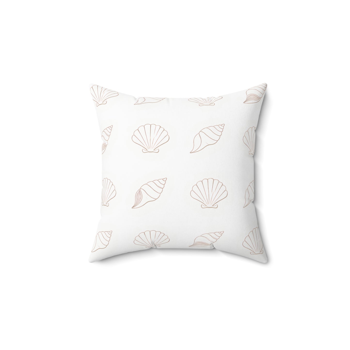 Coastal Seashell Pattern Square Throw Pillow — Soft Pastel Beach Decor