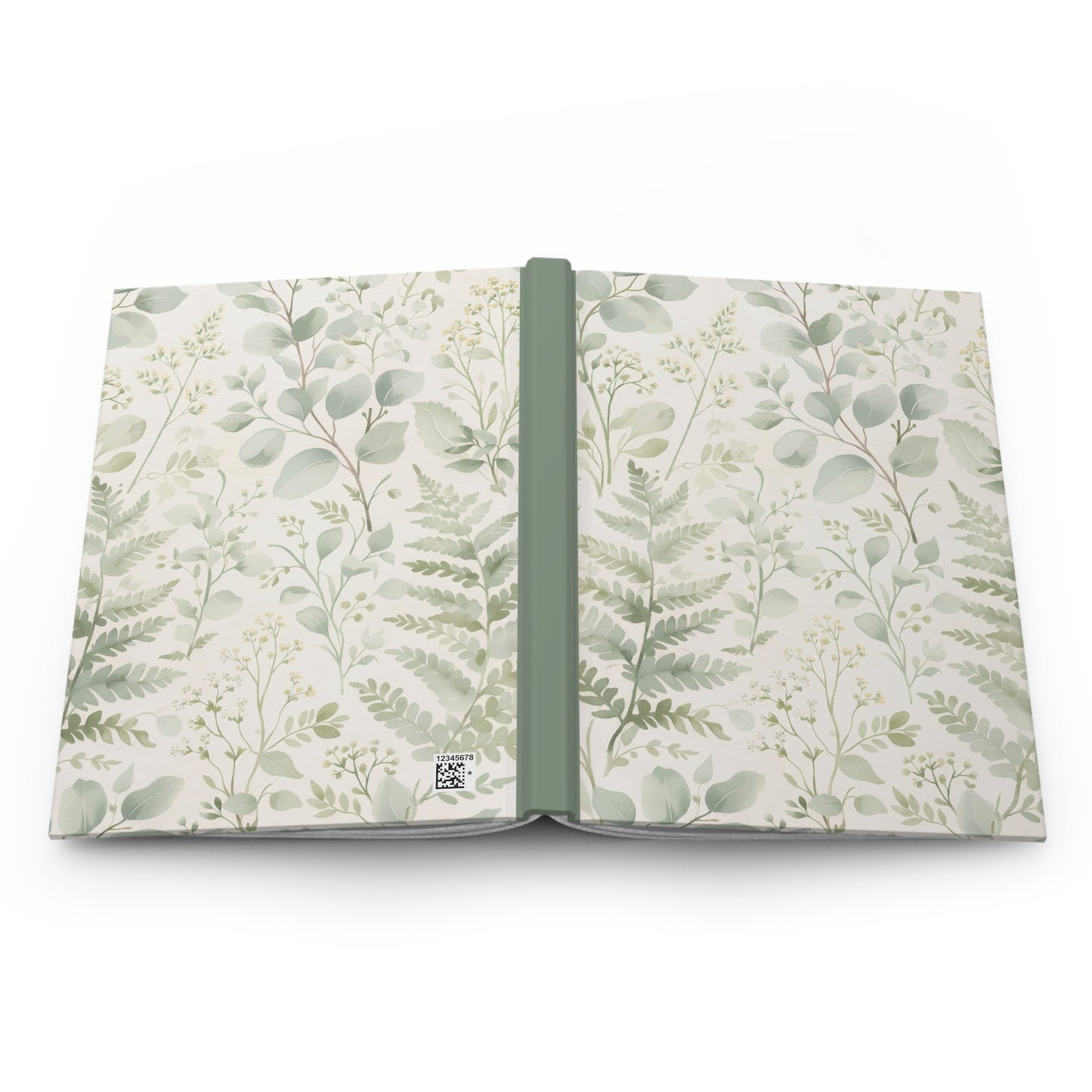 Botanical Greenery Hardcover Journal — Floral Fern and Eucalyptus Notebook