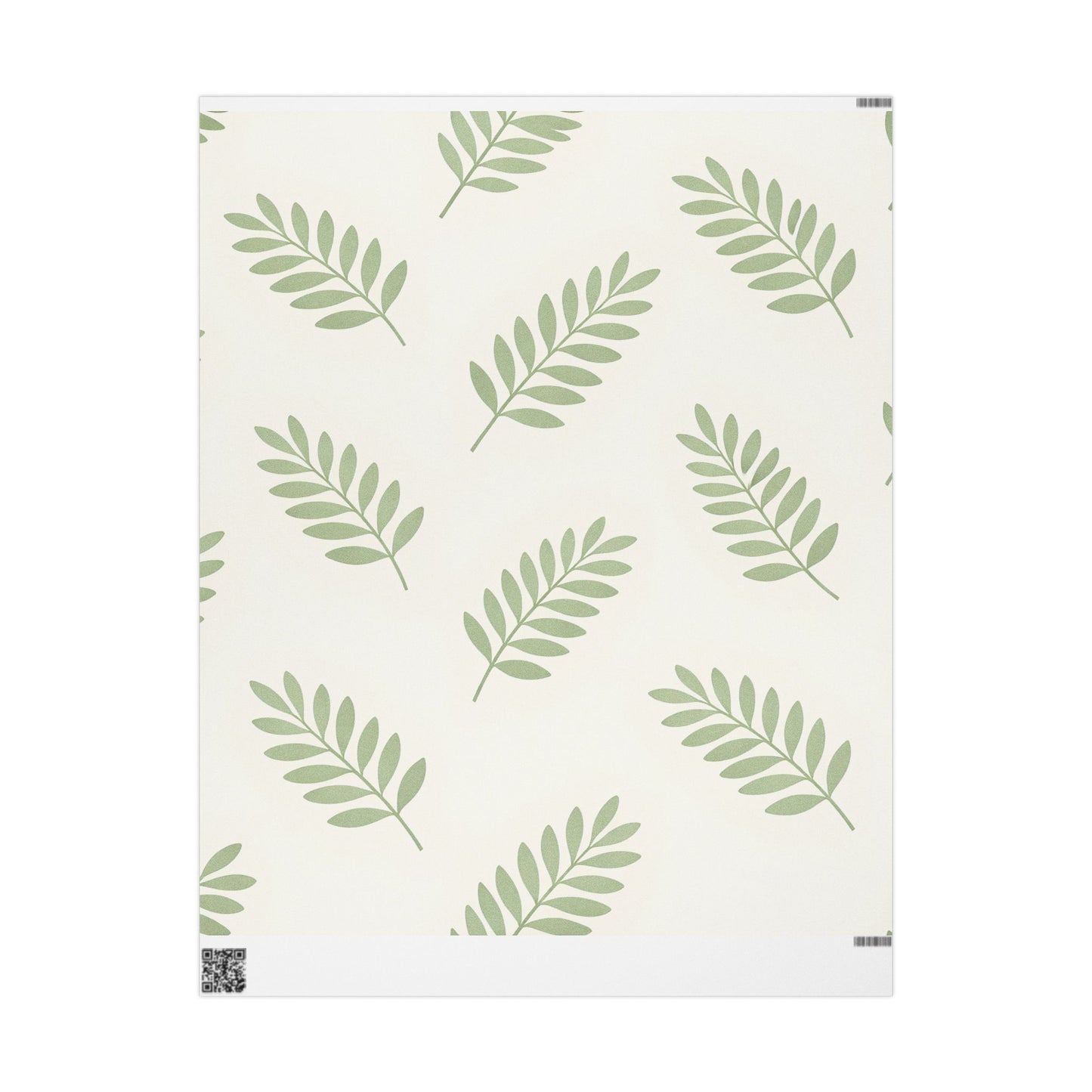 Botanical Leaf Pattern Wrapping Paper Roll — Green Foliage Gift Wrap