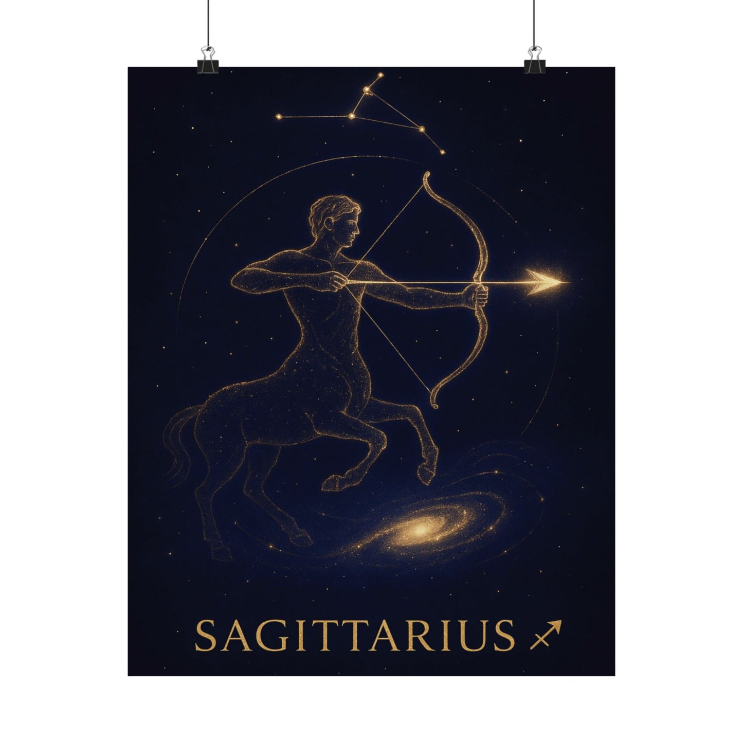 Sagittarius Zodiac Constellation Matte Poster – Golden Archer Astrology Wall Art Print (Multiple Sizes)