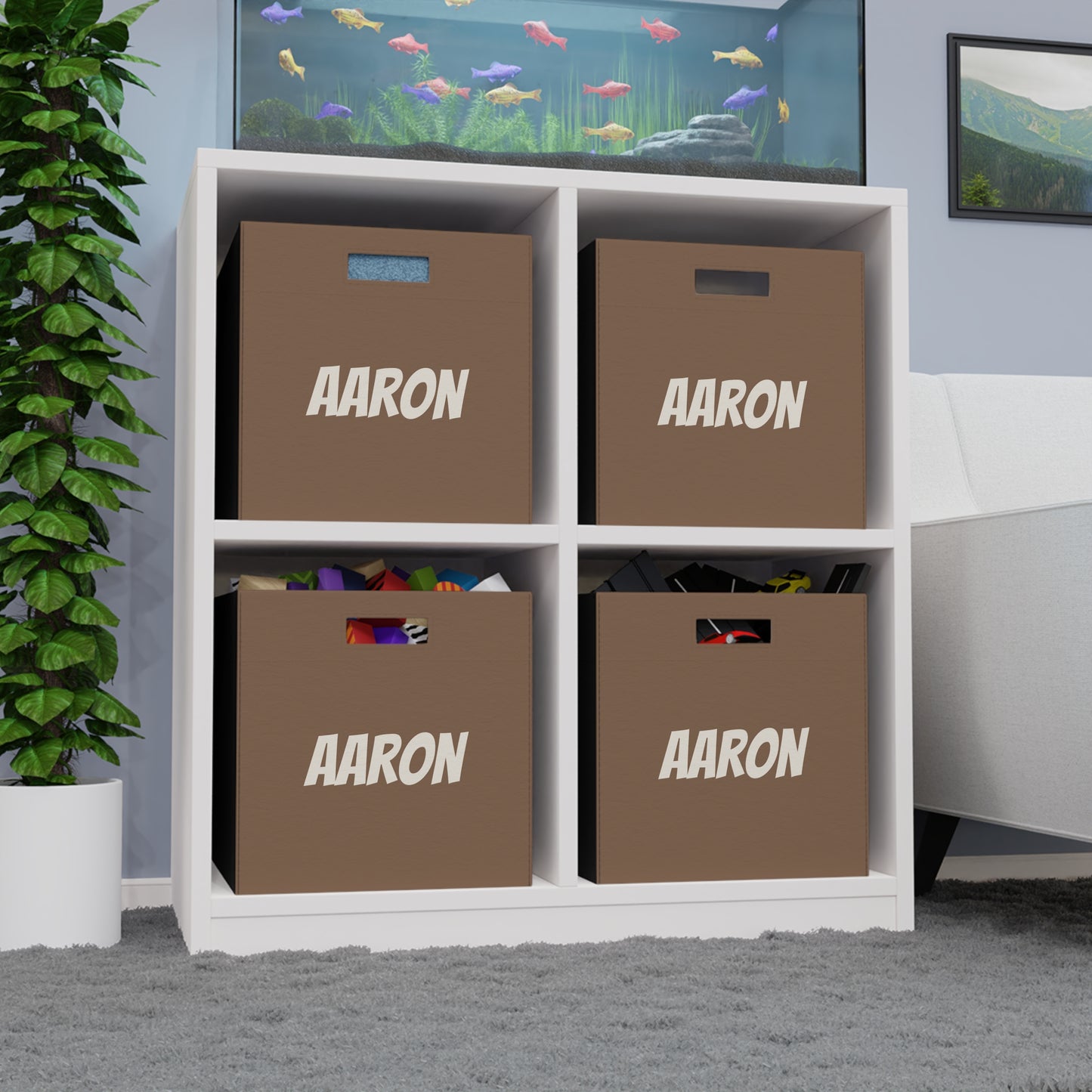 Personalized Felt Storage Box – Custom Name 'Aaron' Organizer