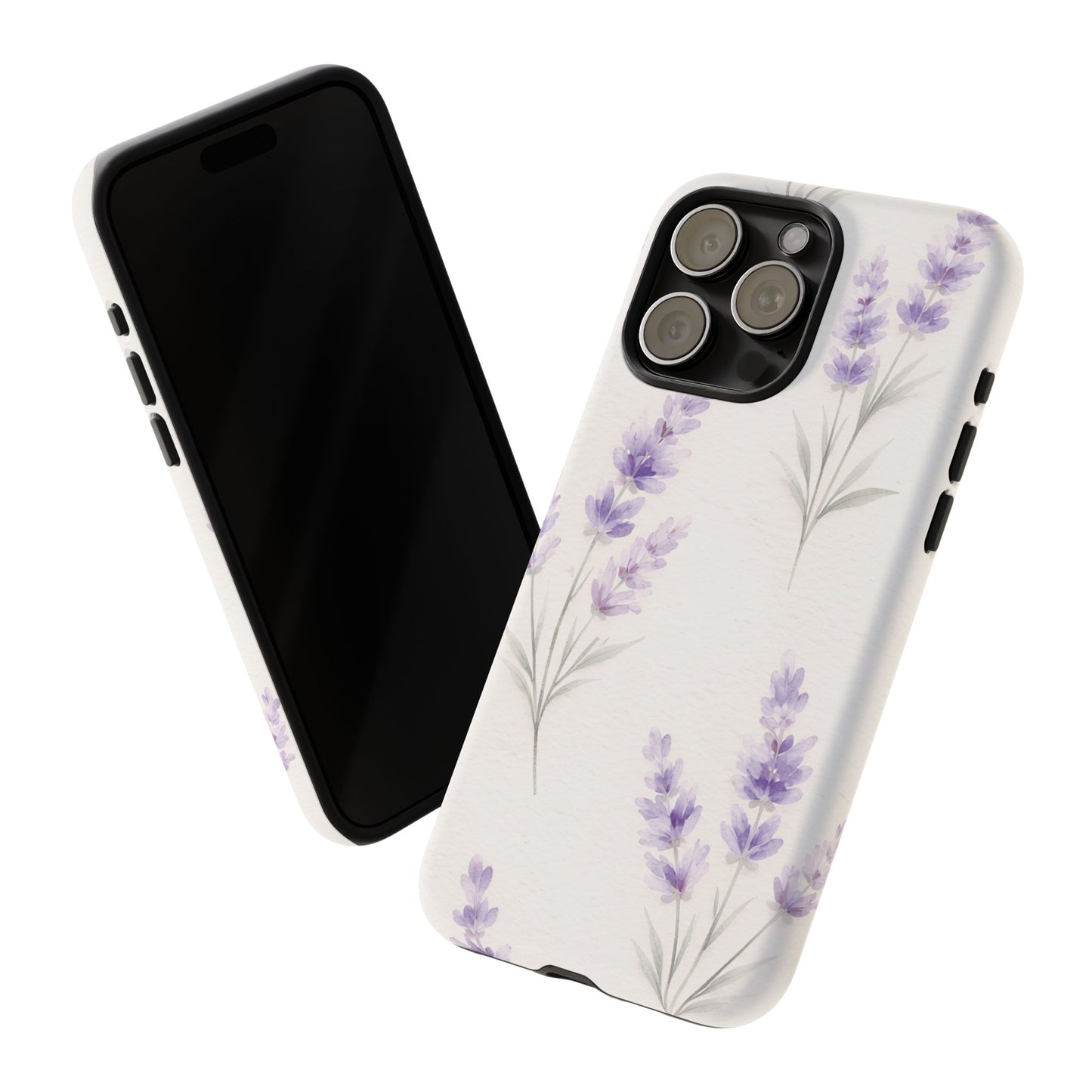 Lavender Floral Phone Case — Protective Tough Case with Purple Botanical Print