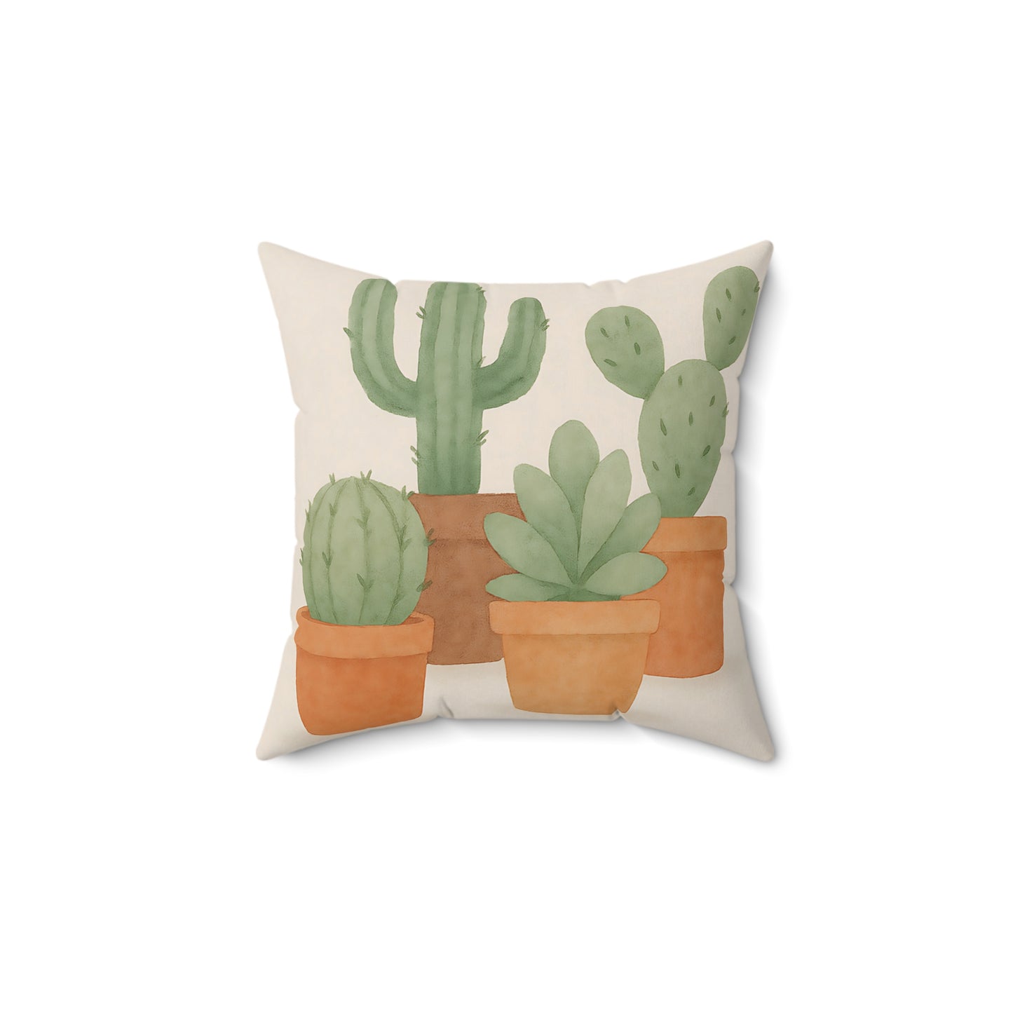 Desert Cactus Throw Pillow - Watercolor Succulent Plant Design