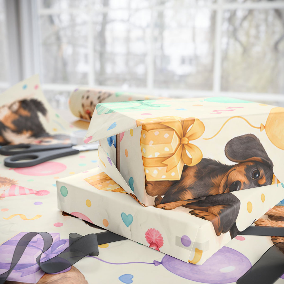 Dog Birthday Wrapping Paper — Cute Puppy Party Gift Wrap