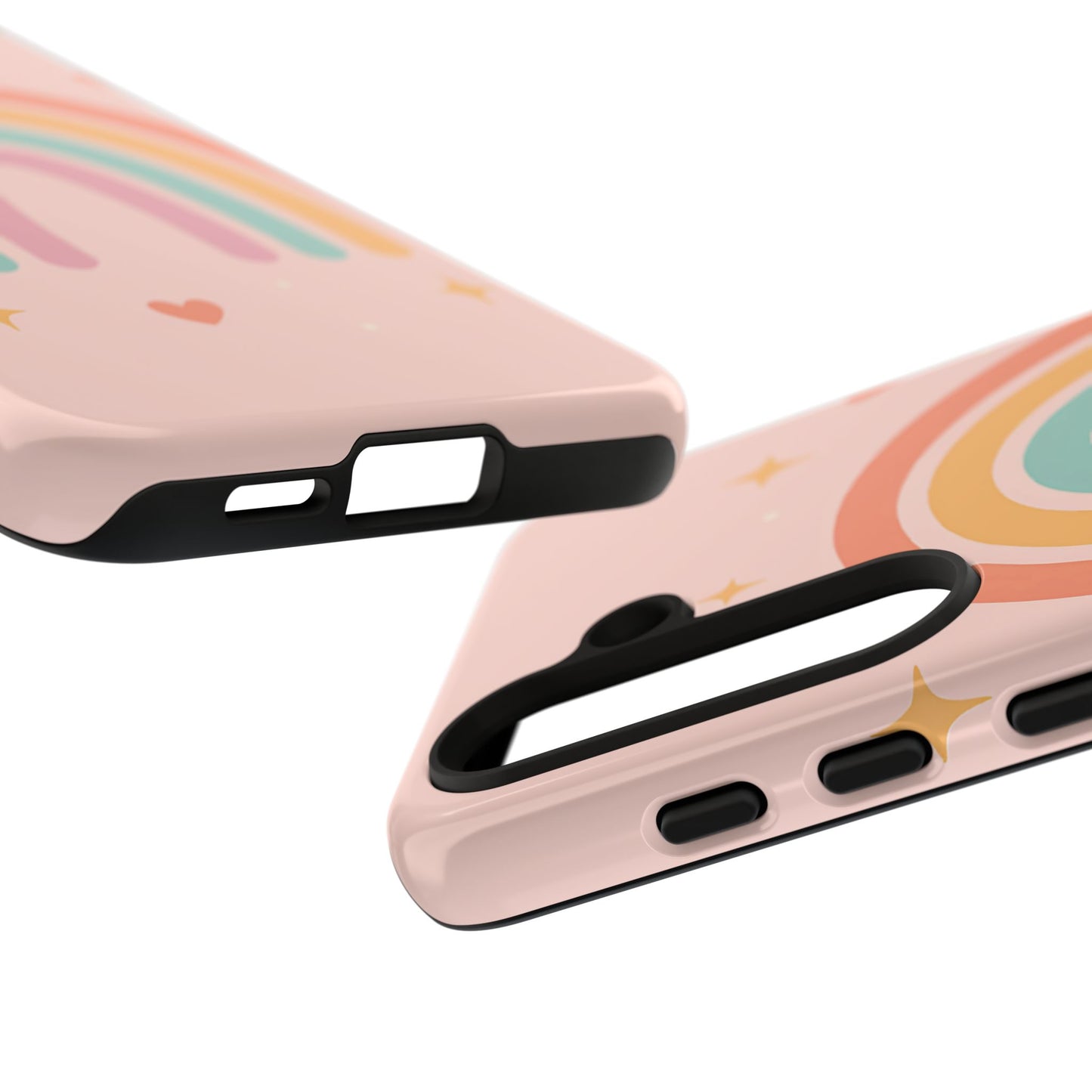 Pastel Rainbow Heart Phone Case – Cute Boho Aesthetic in Soft Pink