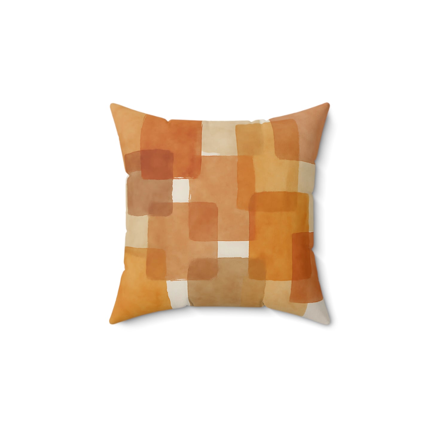 Terracotta Abstract Squares Throw Pillow – Earthy Modern Accent Cushion
