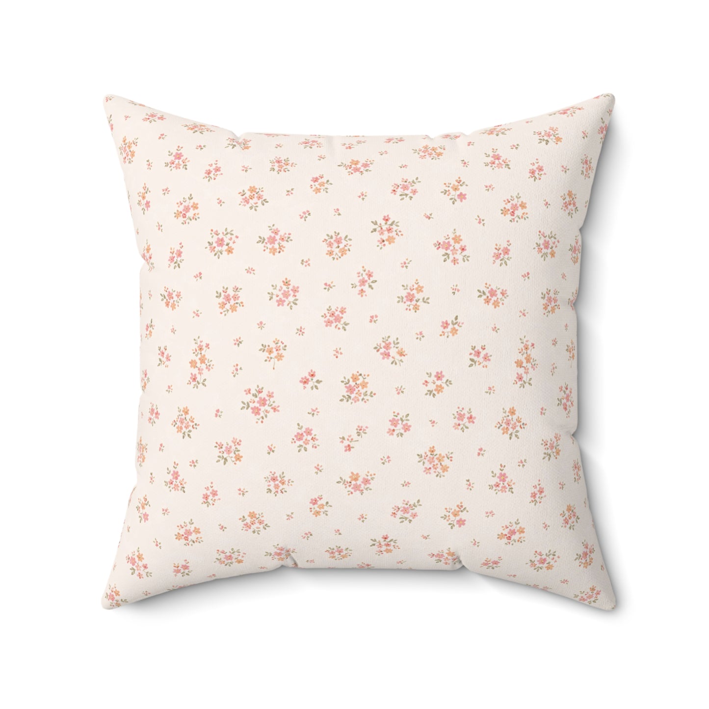 Floral Ditsy Square Pillow — Soft Pink Petite Flower Decorative Cushion