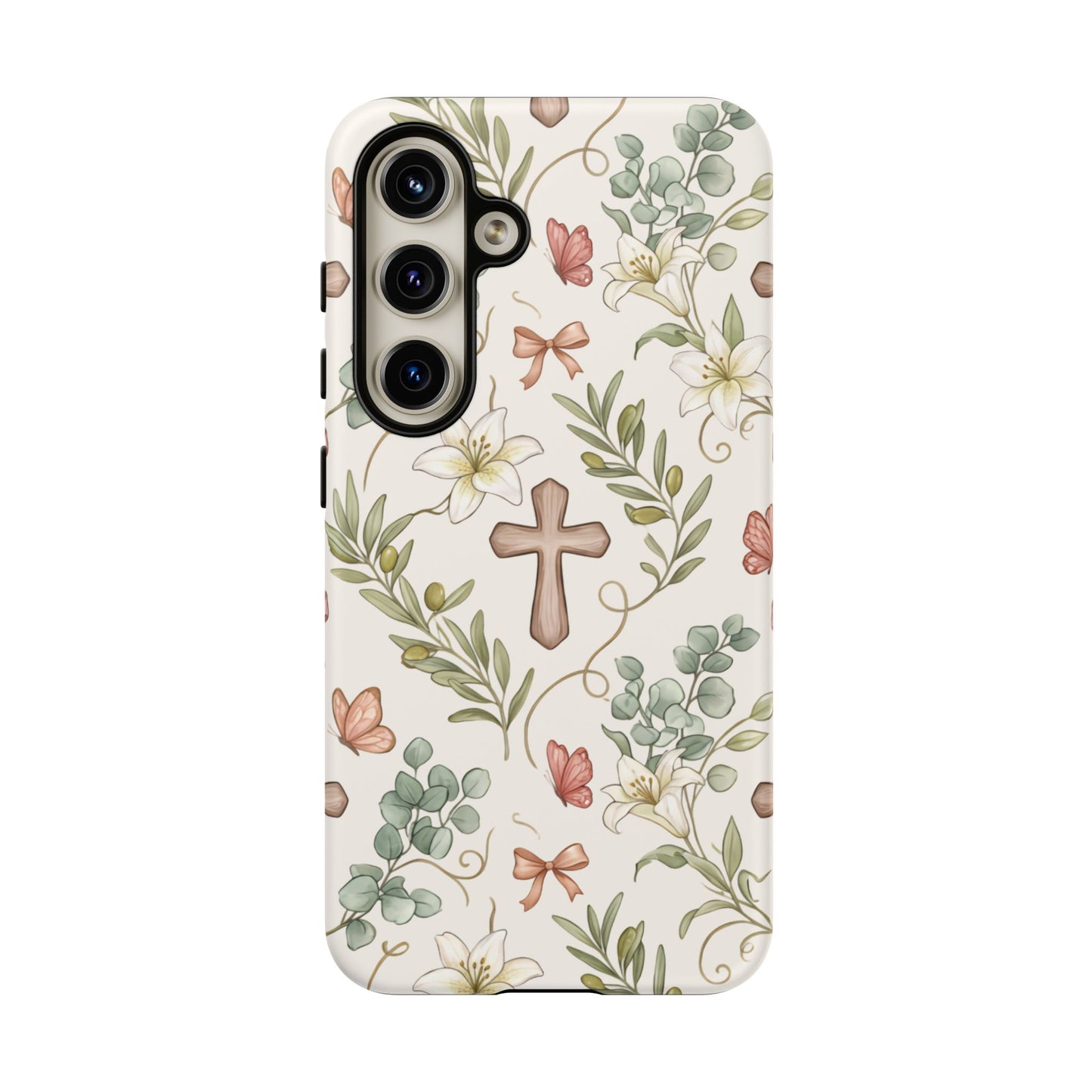 Floral Cross Tough Phone Case – Faith-Inspired Protective iPhone Cover