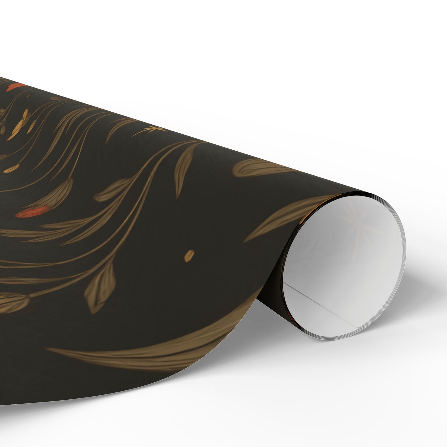 Moody Wildflower Wrapping Paper – Vintage Floral on Black Background