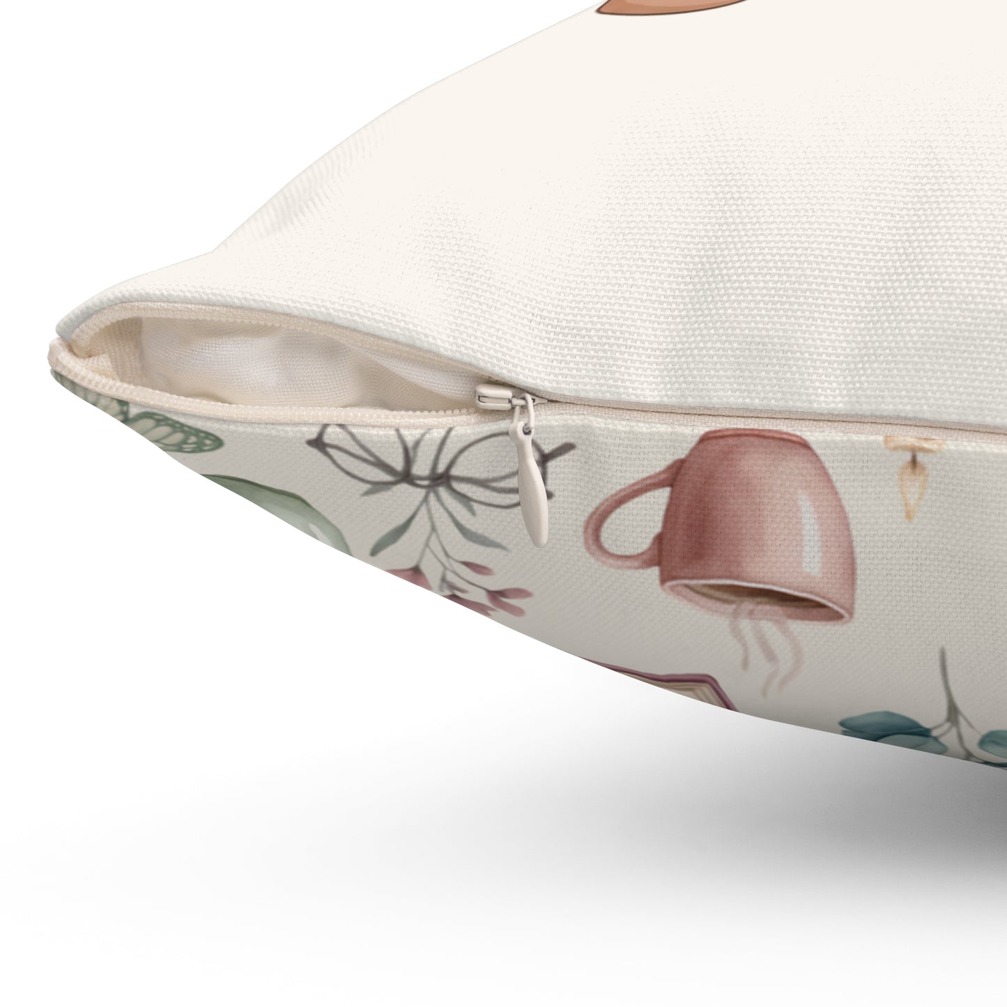 Cozy Reading Pillow — Open Book & Tea Decorative Throw Pillow