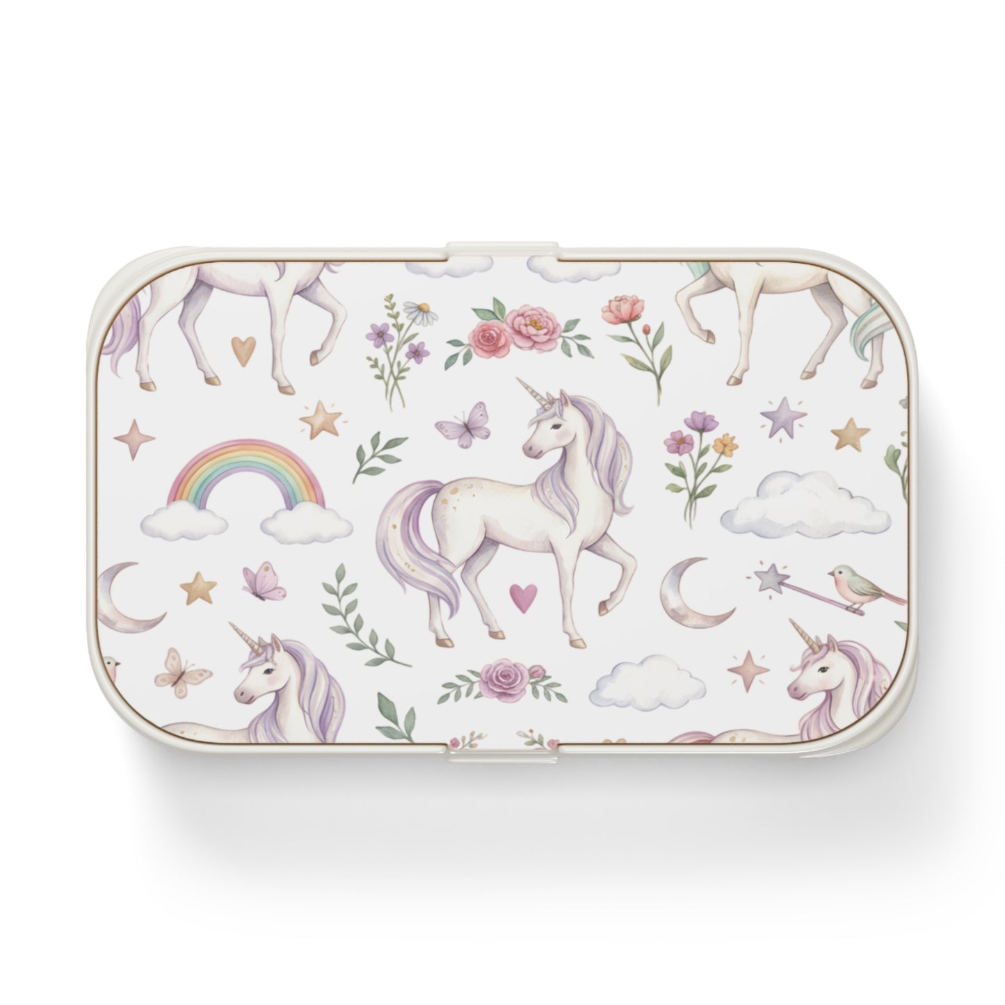 Unicorn Rainbow Bento Lunch Box — Cute Floral Kids Meal Box