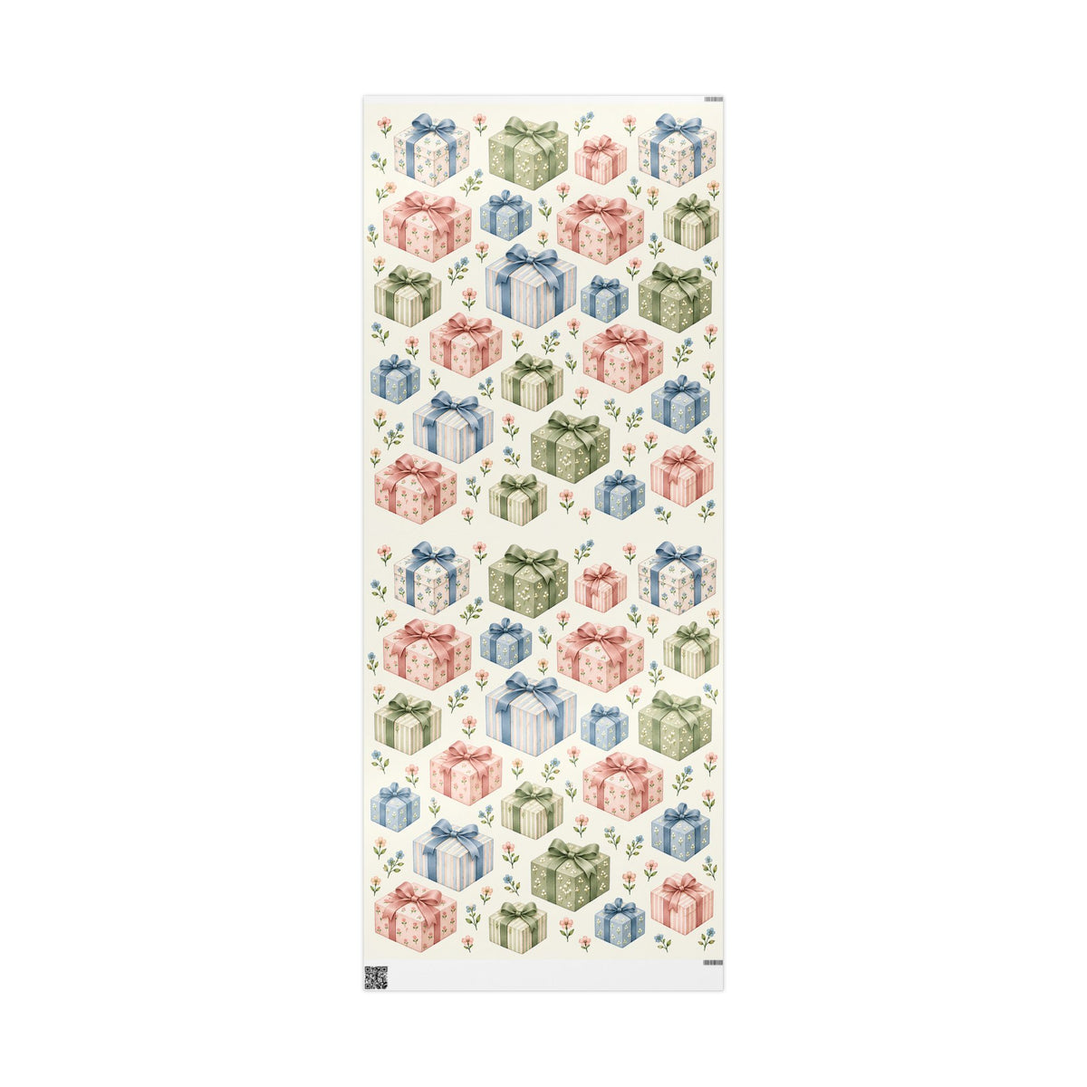 Floral Gift Wrap Roll — Pastel Presents & Bows Wrapping Paper