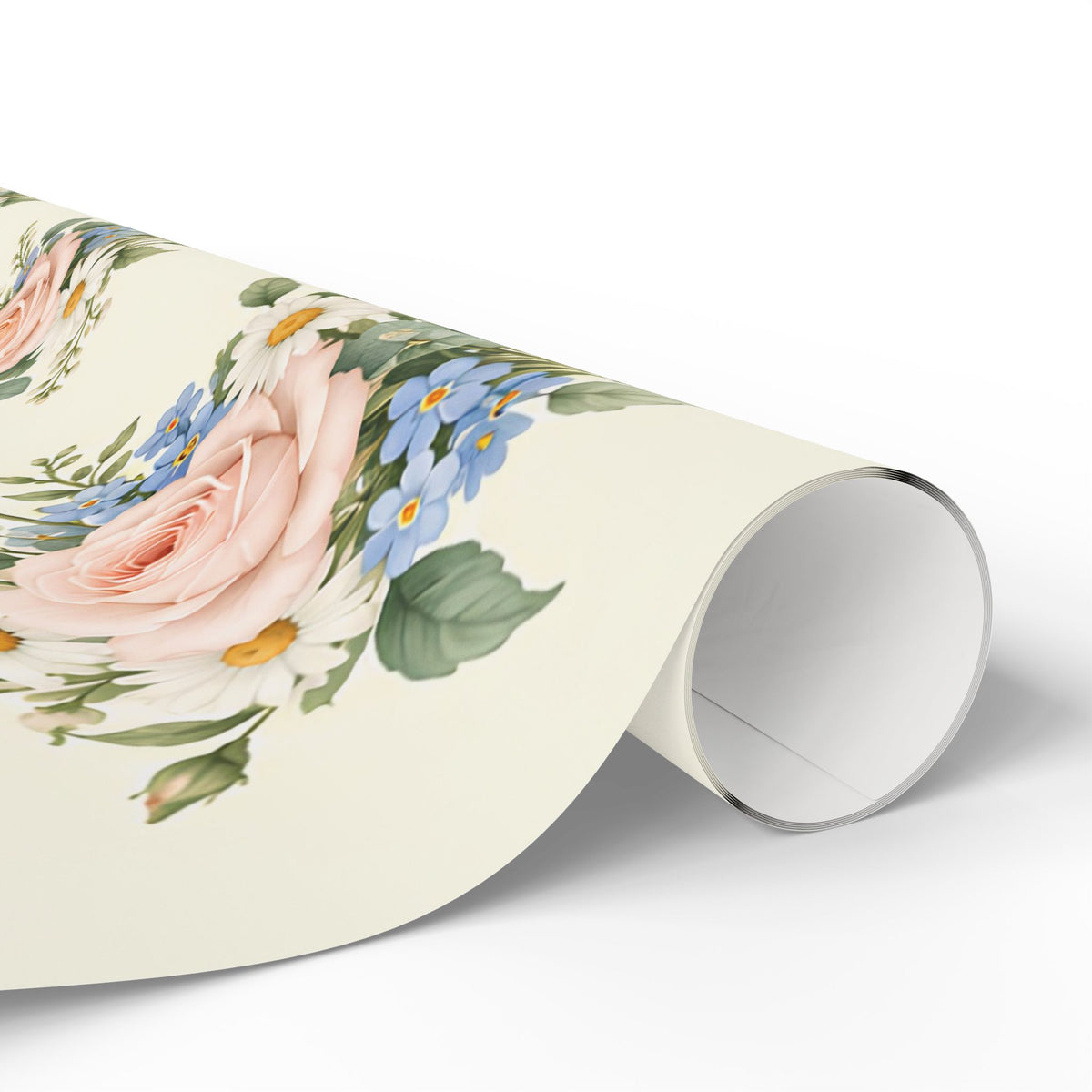 Floral Vintage Wrapping Paper Roll — Soft Cream Peony & Wildflower Gift Wrap