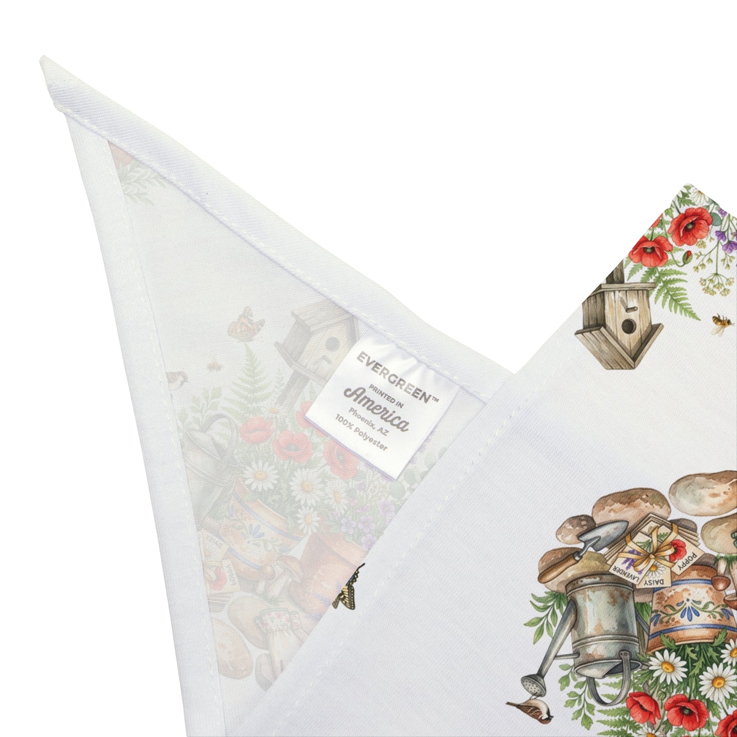 Floral Garden Pet Bandana — Watercolor Birdhouse & Potted Flowers