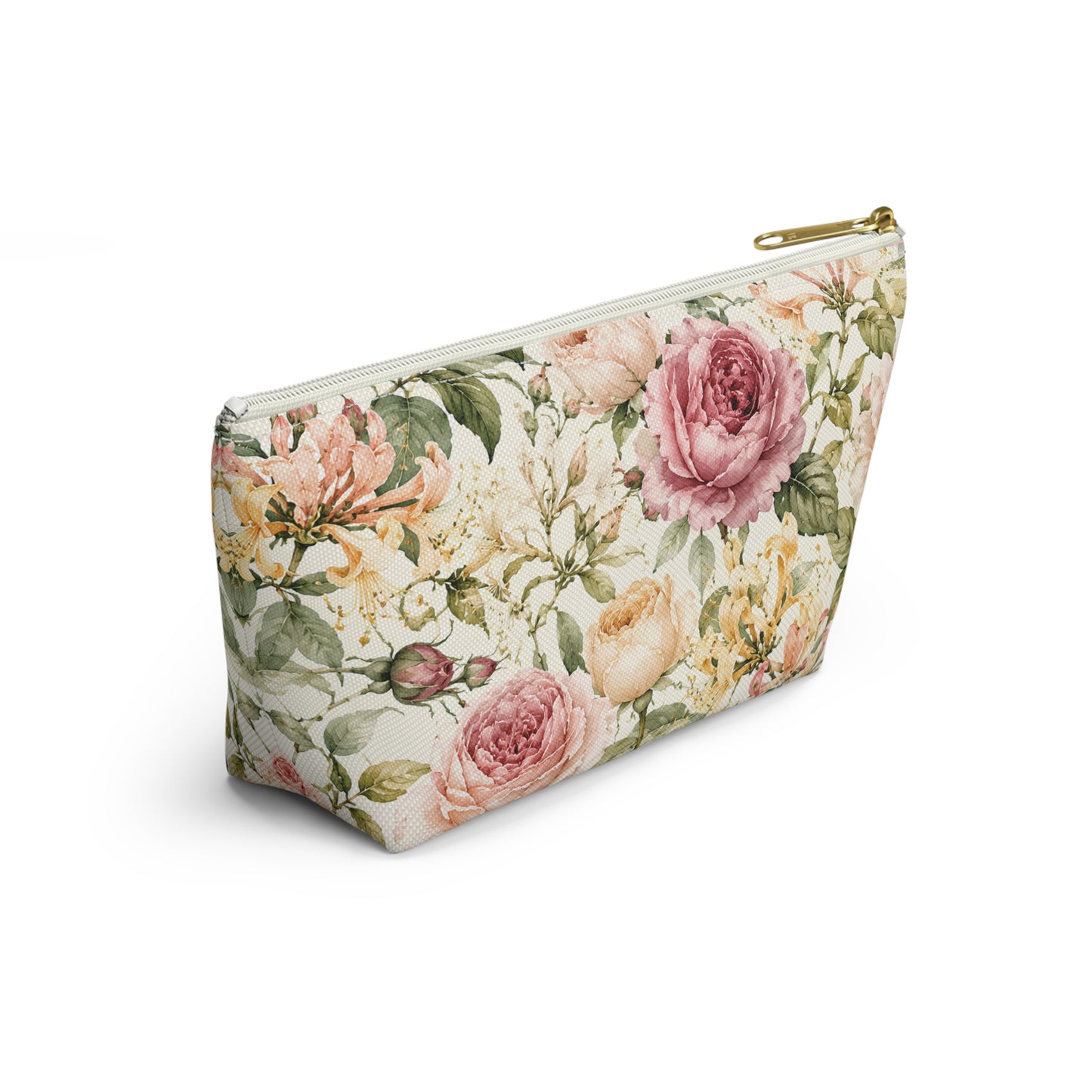 Floral Rose Accessory Pouch — Vintage Garden Makeup Bag