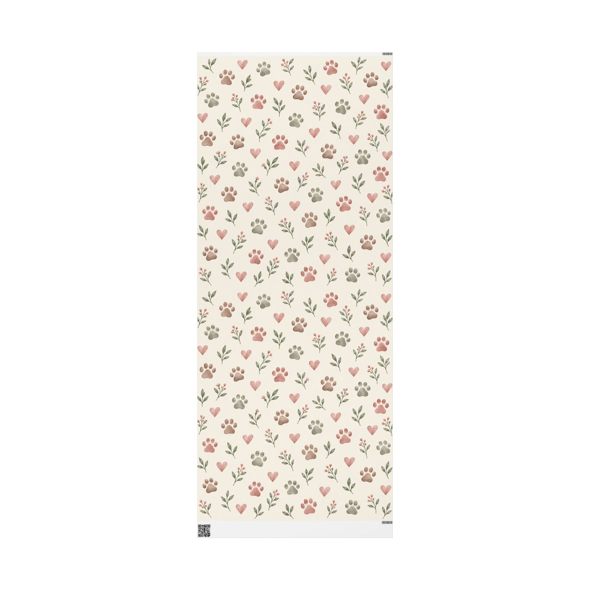 Floral Paw Print Wrapping Paper — Botanical Gift Wrap for Pet Lovers