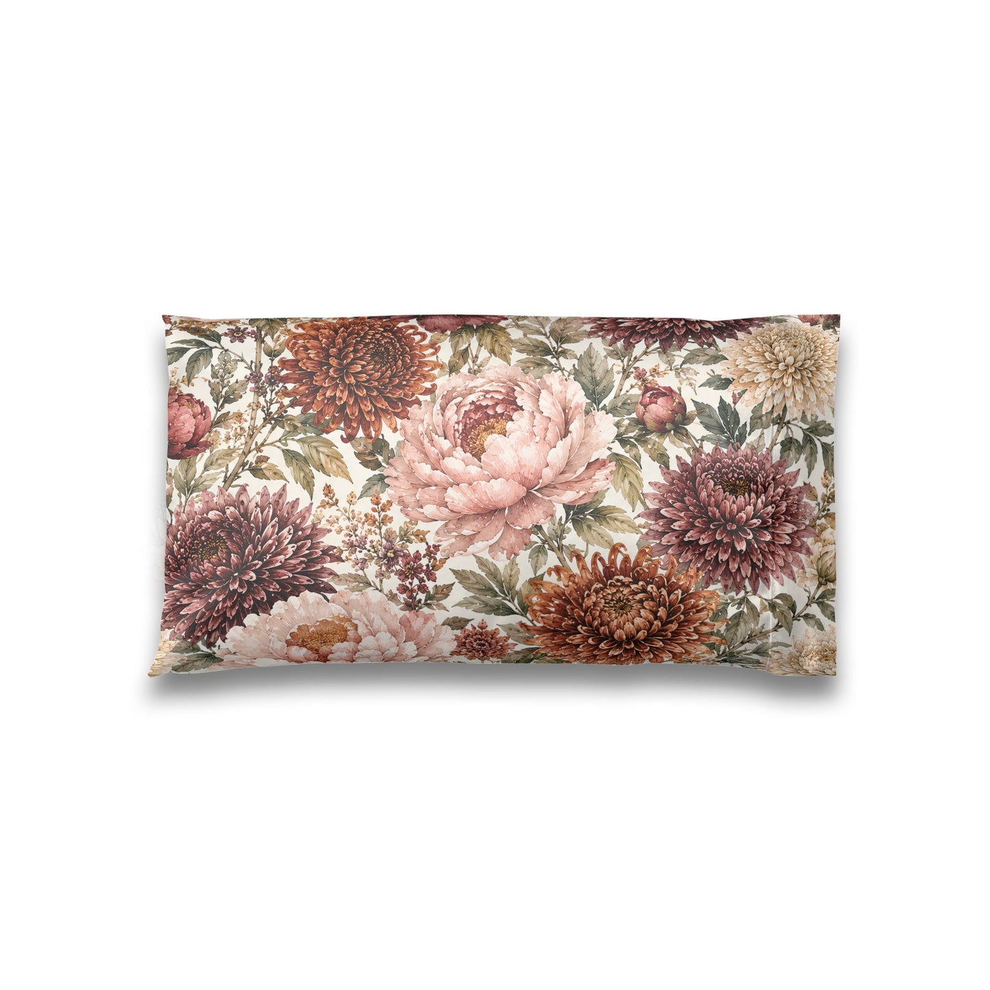 Floral Satin Pillowcase — Vintage Chrysanthemum & Peony