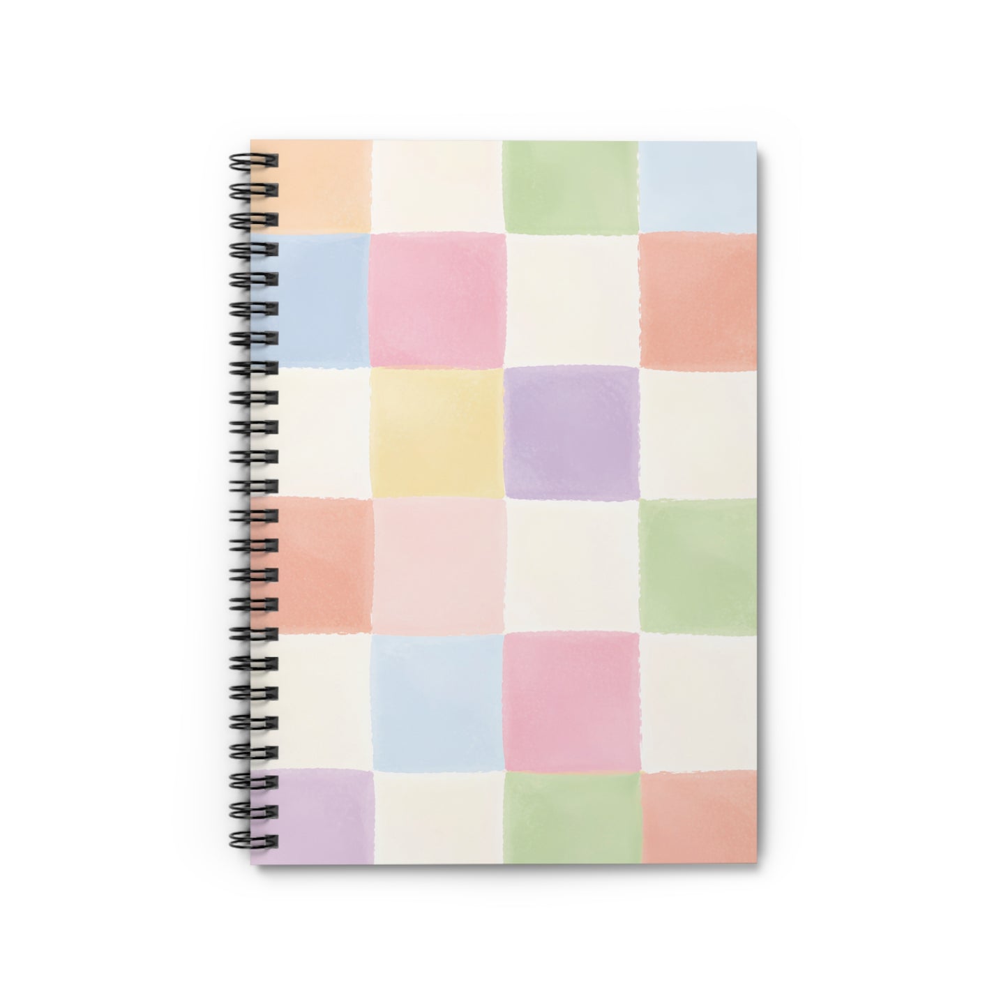 Pastel Checkerboard Spiral Notebook — Ruled Journal for Notes & School