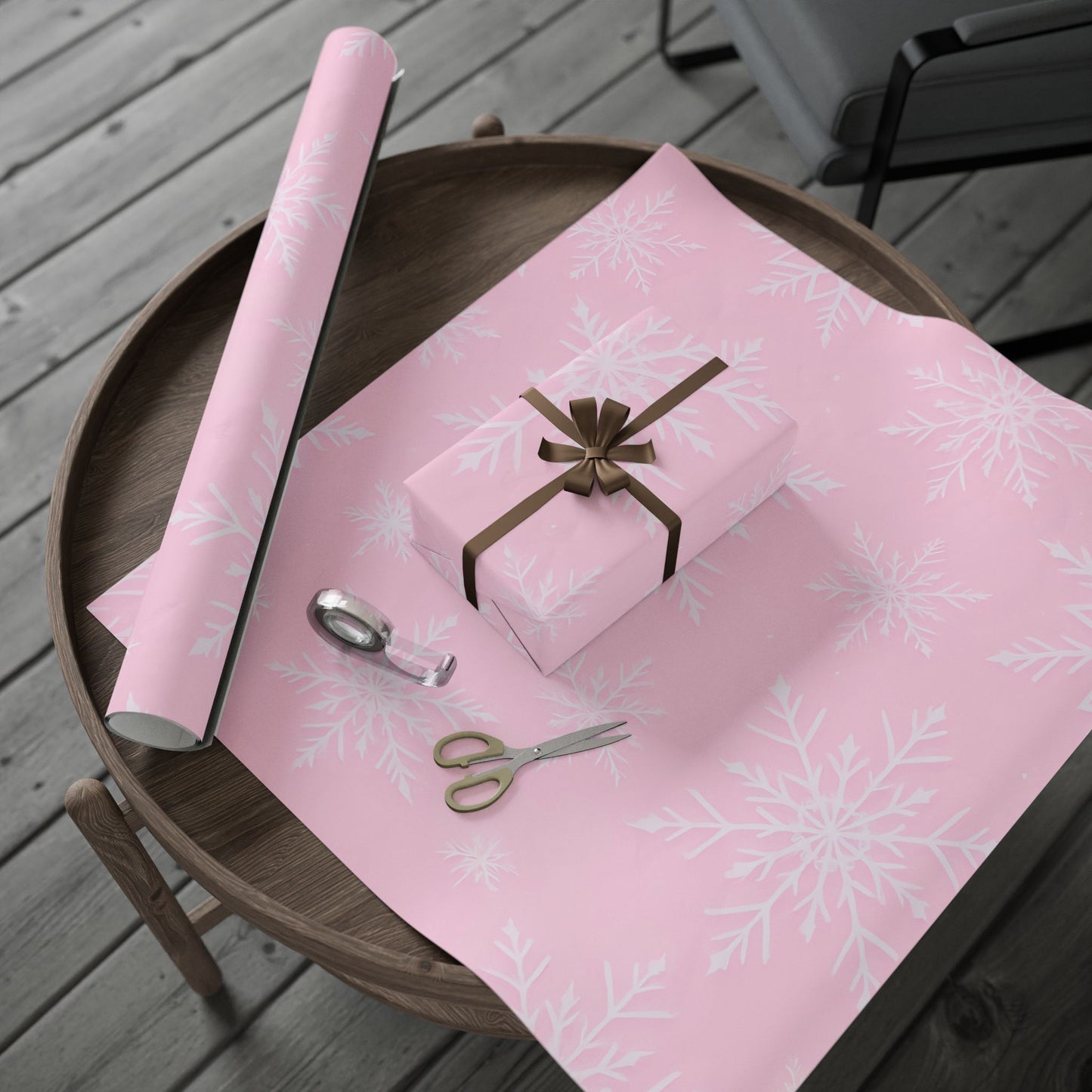 Pink Snowflake Wrapping Paper – Festive & Elegant Holiday Gift Wrap