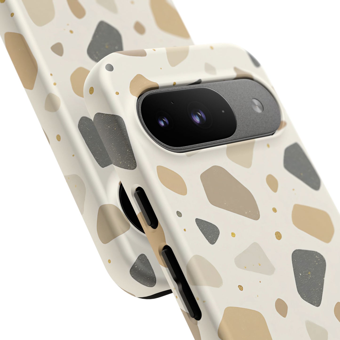 Neutral Terrazzo Pattern iPhone Case – Earthy Stone-Inspired Protective Cover