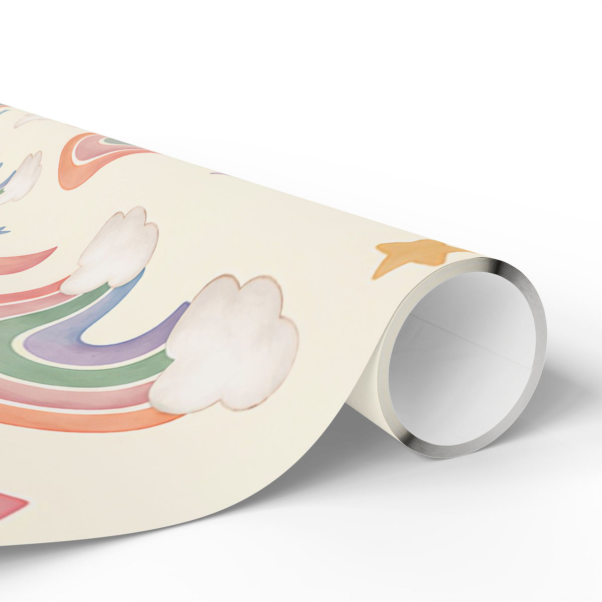 Wrapping Paper Roll — Pastel Rainbow & Cloud Gift Wrap (Neutral Baby Shower, Birthday, Nursery)
