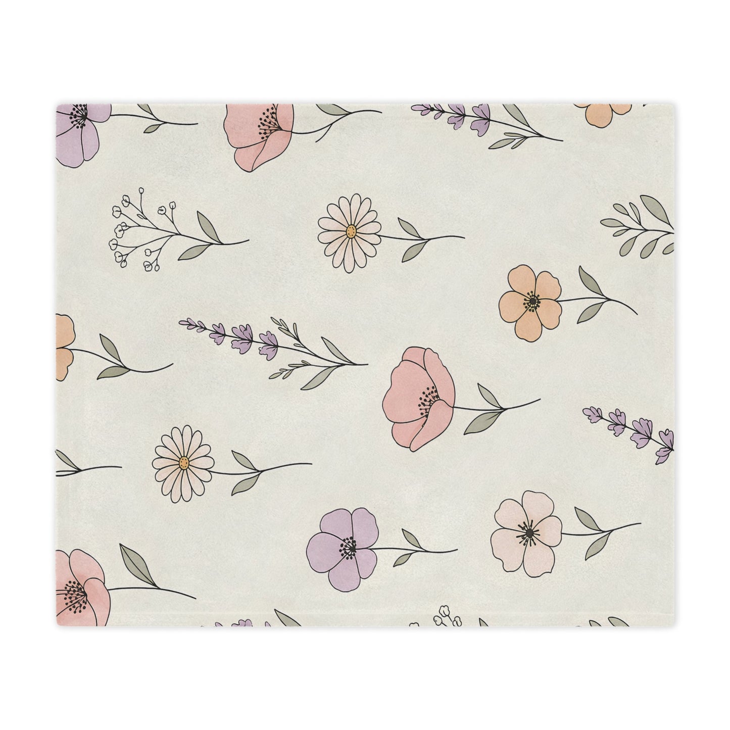 Floral Meadow Minky Blanket – Soft Pastel Wildflower Throw
