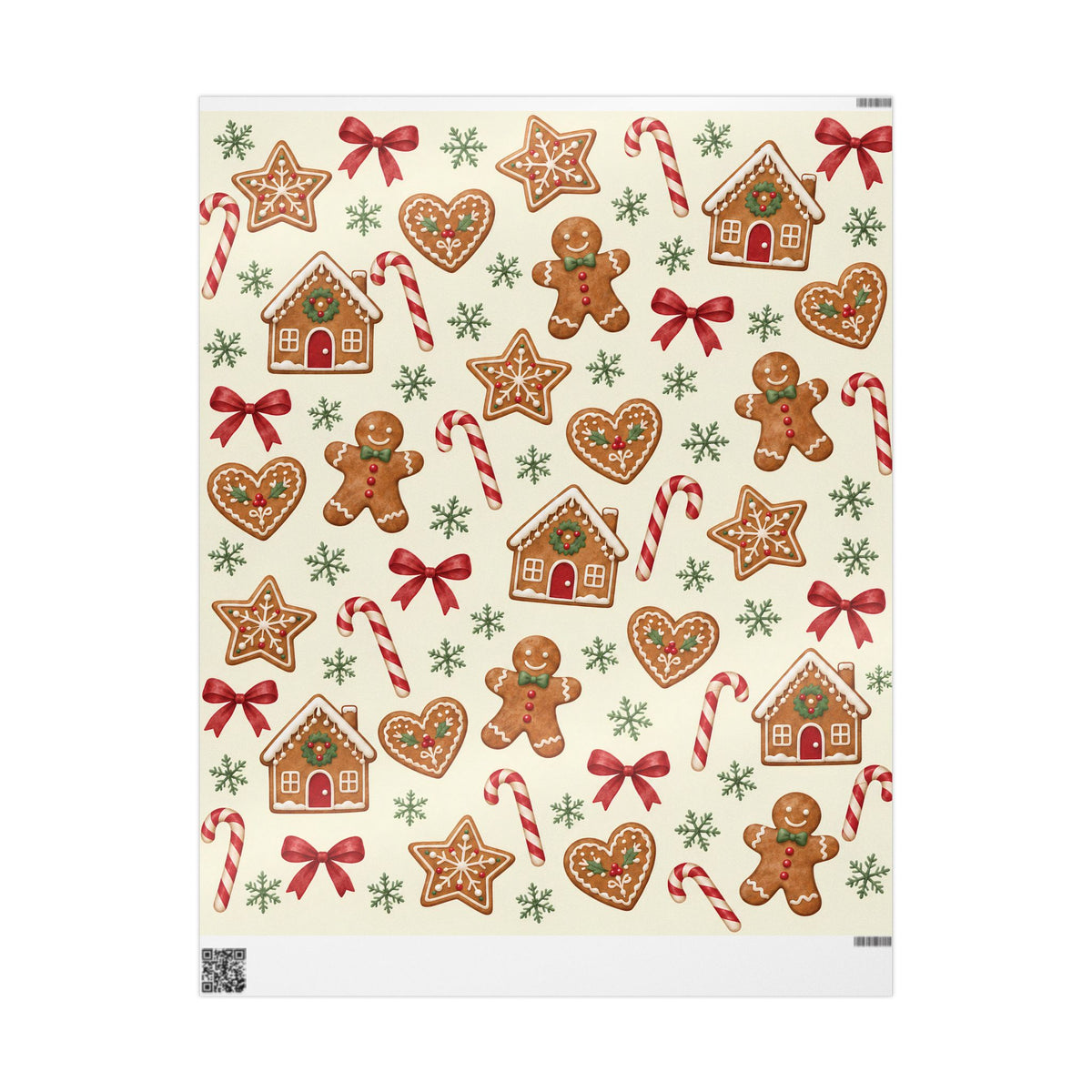 Christmas Candy Cane & Gingerbread Wrapping Paper