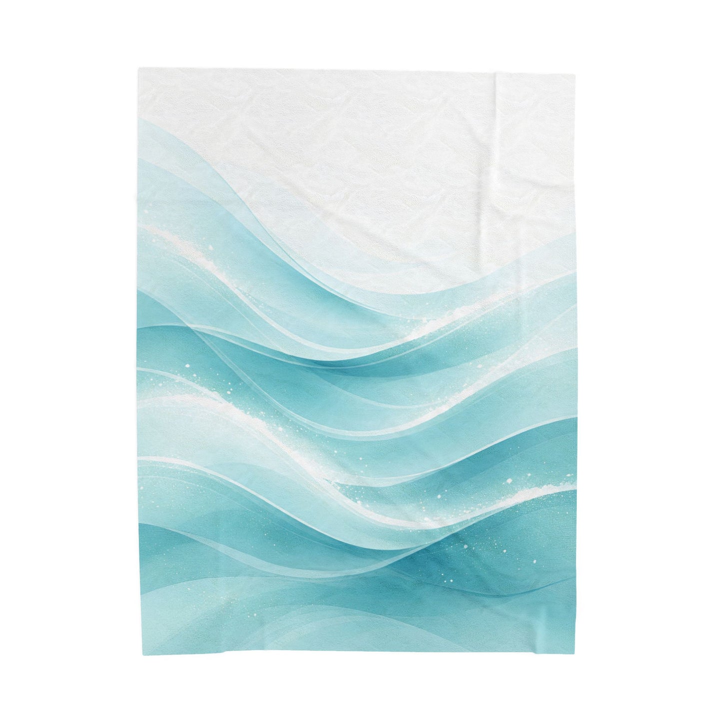 Aqua Wave Velveteen Plush Blanket — Soft Ocean Blue Throw for Cozy Bedrooms & Beach House Decor