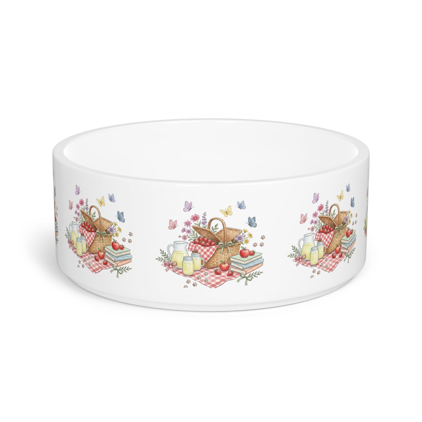 Picnic Basket Pet Bowl — Whimsical Floral Picnic Design for Dogs & Cats