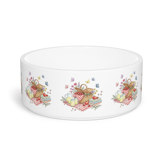Picnic Basket Pet Bowl — Whimsical Floral Picnic Design for Dogs & Cats