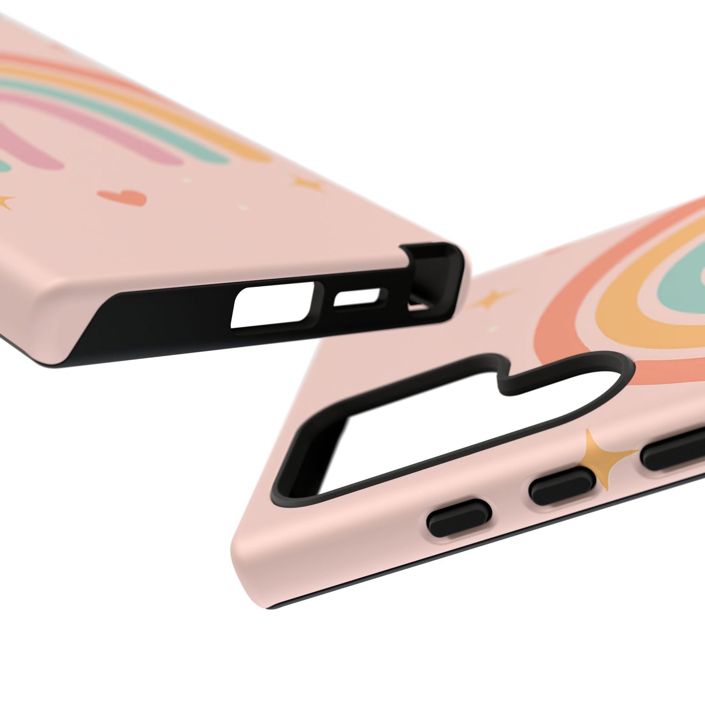 Pastel Rainbow Heart Phone Case – Cute Boho Aesthetic in Soft Pink