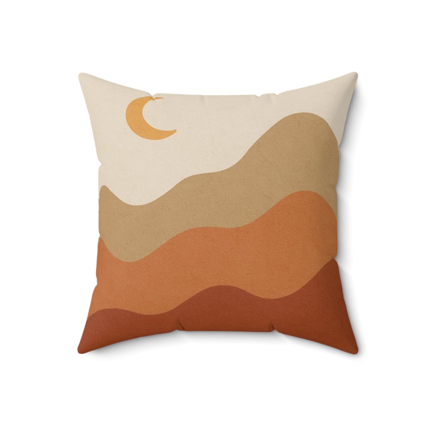 Desert Sunset Throw Pillow - Boho Landscape Cushion with Crescent Moon & Double-Sided Print