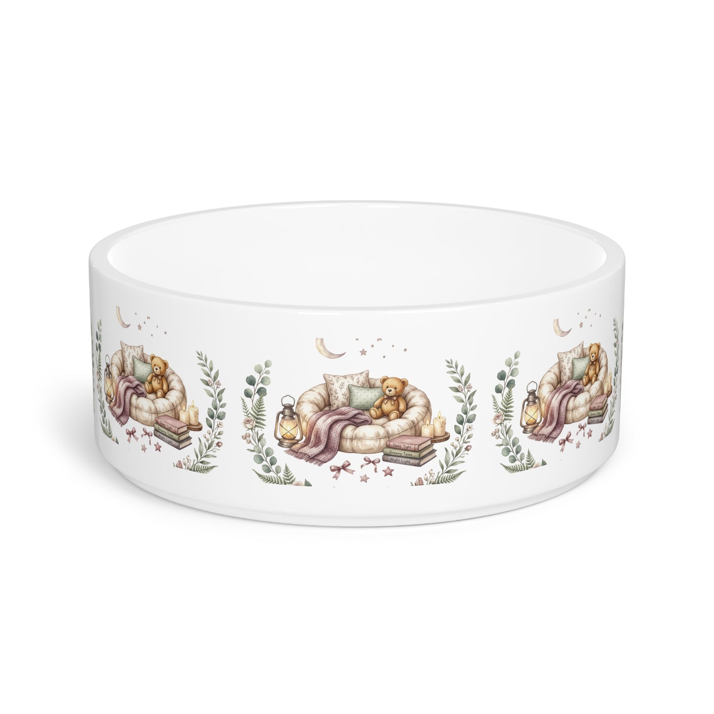 Ceramic Pet Bowl — Cozy Floral Design