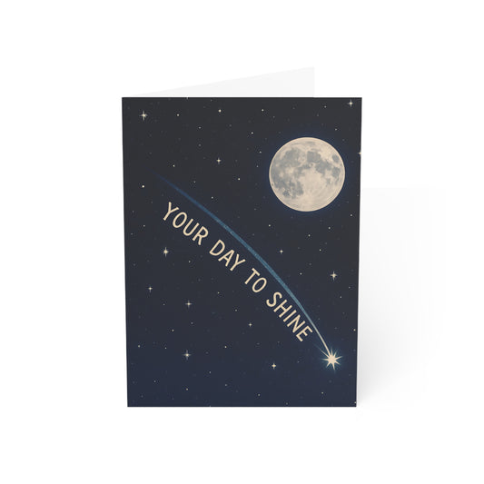 Your Day to Shine Celestial Greeting Card – Moon & Shooting Star, 270gsm Cardstock + Envelope