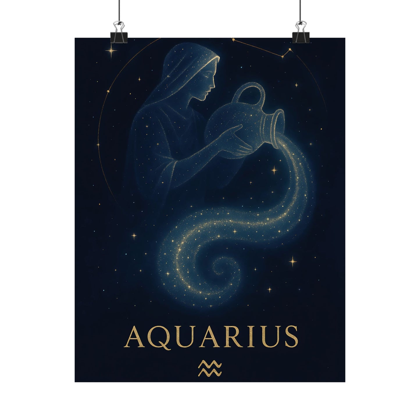 Aquarius Zodiac Constellation Matte Poster – Celestial Water Bearer Astrology Wall Art Print (Multiple Sizes)