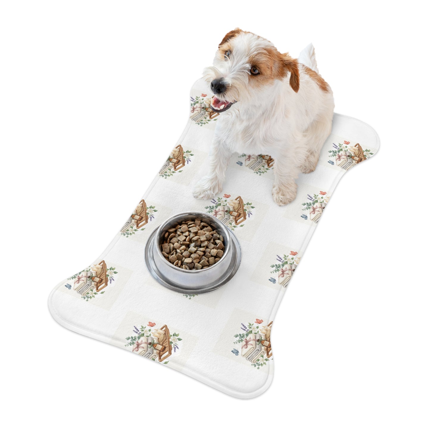 Spa Floral Pet Feeding Mat — Non-Slip Dog & Cat Bowl Placemat