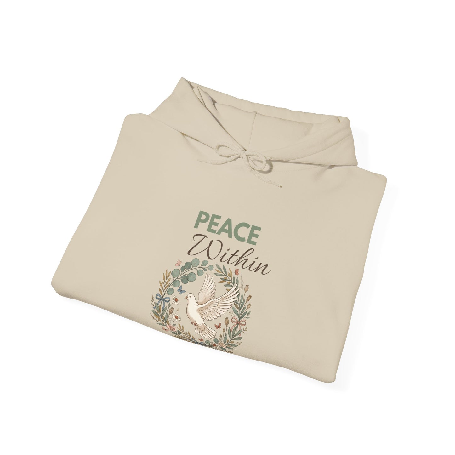Peace Within Hoodie — Dove Wreath Spiritual Comfort Pullover