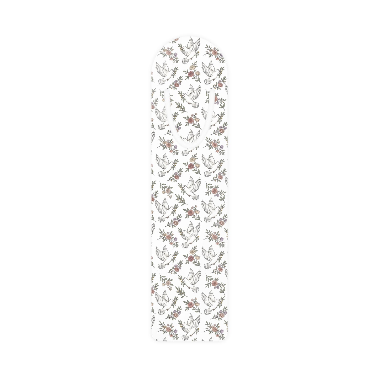 Dove & Holly Pattern Bookmark — Metal Slim Christmas Bookmark