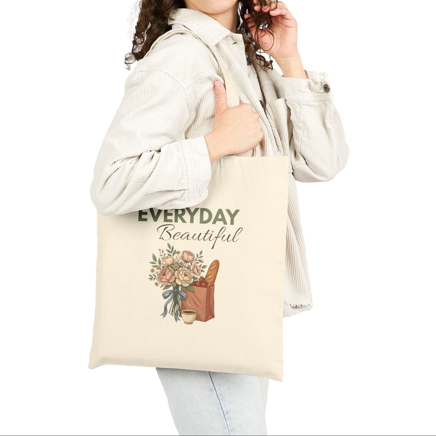 Everyday Beautiful Canvas Tote Bag — Floral Bouquet & Chair Eco Shopper